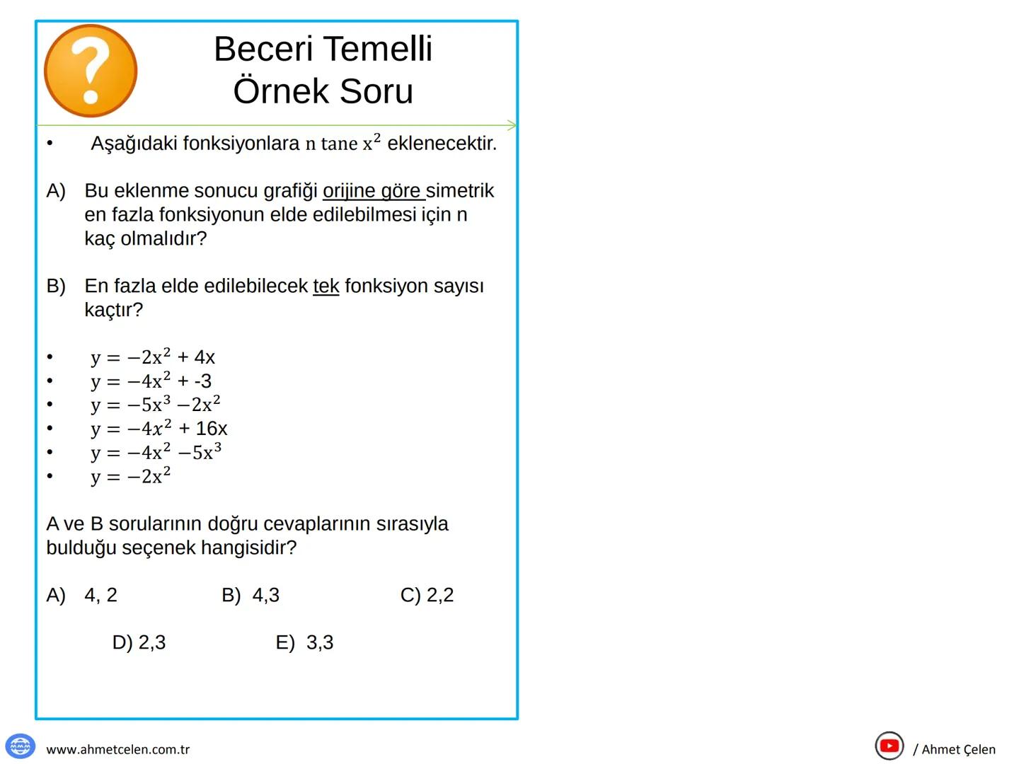 ?
Derece Kavramı
Derece kavramını anlayabilmek için cebirsel
ve 2.ci dereceden bir denklem üzerinden
inceleyelim.
f(x) = ax² + bx + c. xº
D