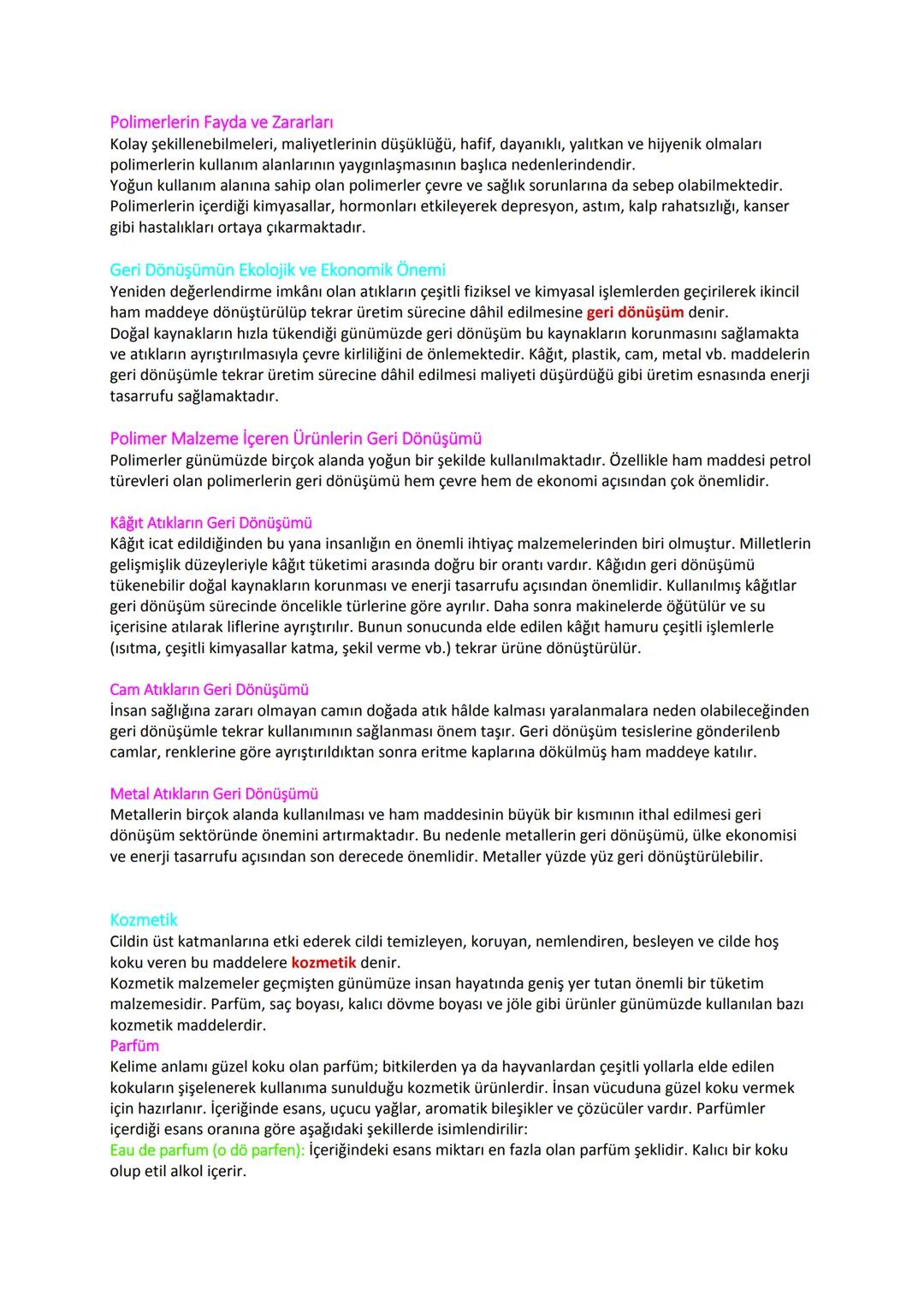 Temizlik Maddeleri
4. ÜNİTE ÖZETİ
1. BÖLÜM
YAYGIN GÜNLÜK HAYAT KIMYASALLARI
Günlük hayatta sıkça kullanılan temizlik maddeleri ve bu maddele