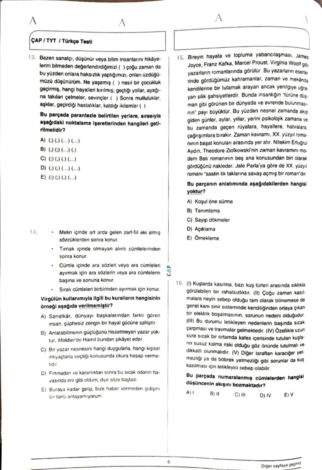 ÇAP/TYT
A
A
TÜRKÇE
1
1. Bu testte 40 soru vardır.
2. Cevaplarınızı, cevap kâğıdının Türkçe Testi için ayrılan kısmına işaretleyiniz.
2.
Çoğu