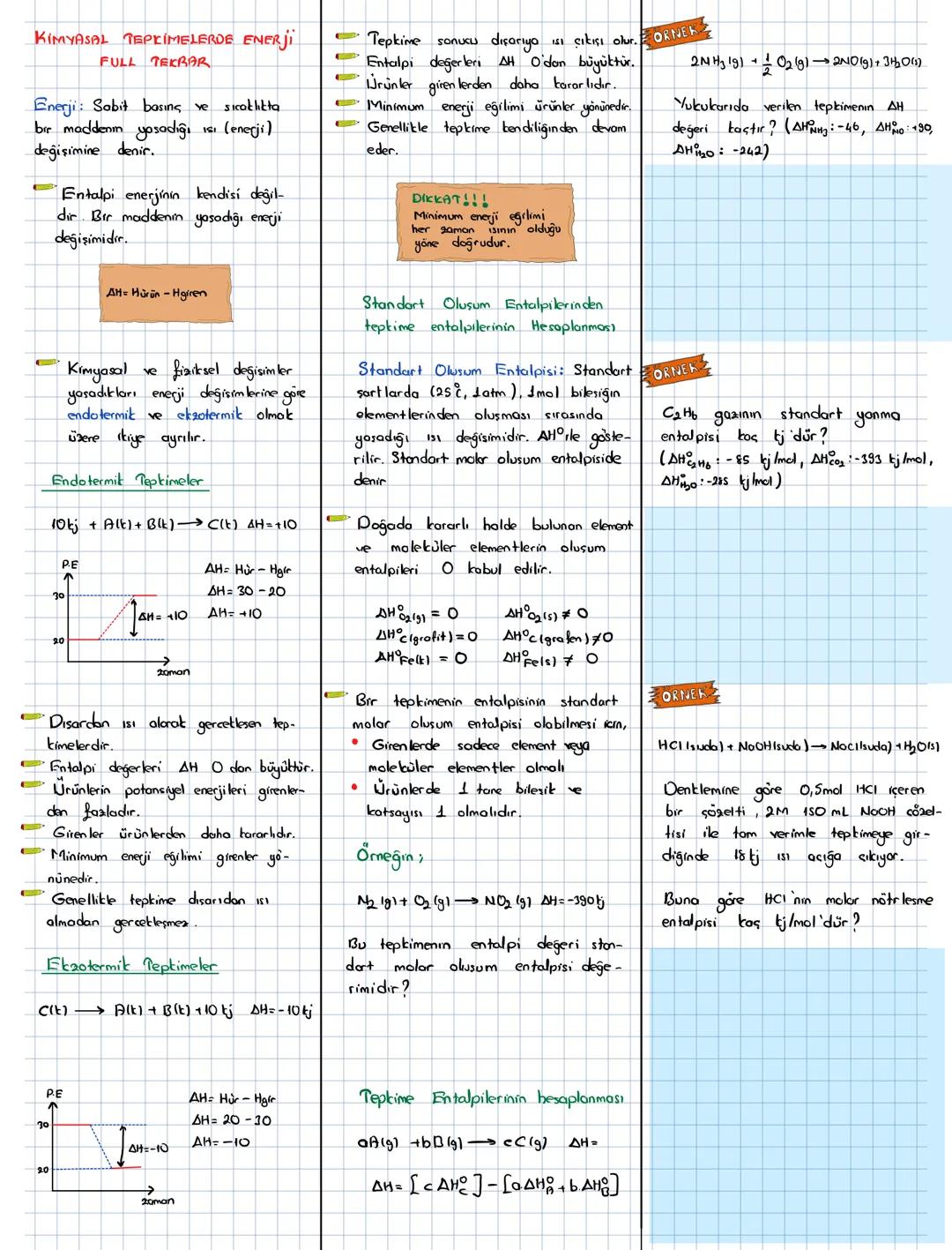 ## KIMYASAL TEPKİMELERDE ENERJİ
## FULL TEKRAR
Enerji: Sabit basınç ve sıcaklıkta
bir maddenin yaşadığı ısı (enerji)
değişimine denir.
Ent