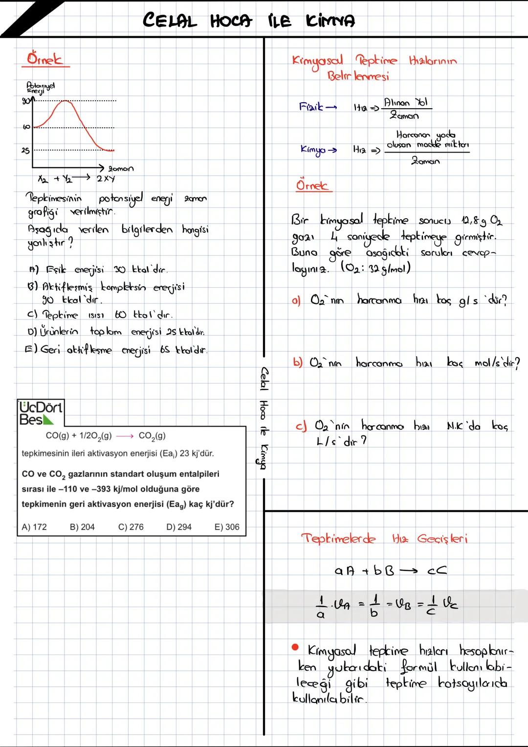 CELAL HOCA İLE KIMYA
KIMYASAL TEPKİMELERDE
Potansiyel enerji Zaman Grafikleri
H12
$P_2 + B_2 \rightarrow 2AB$
• Kimyasal tepkimelerin gercek