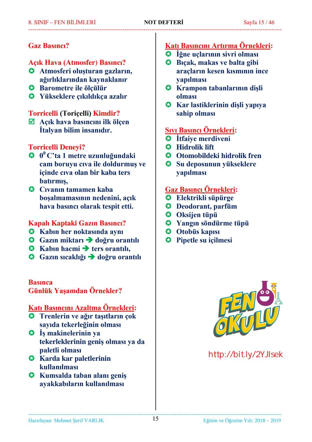 8. SINIF-FEN BİLİMLERİ
NOT DEFTERİ
Sayfa 1/46
NOT DEFTERİ
8. SINIF FEN BİLİMLERİ
İçindekiler
1. ÜNİTE
Mevsimler ve İklim
1. Bölüm.
Mevsimler