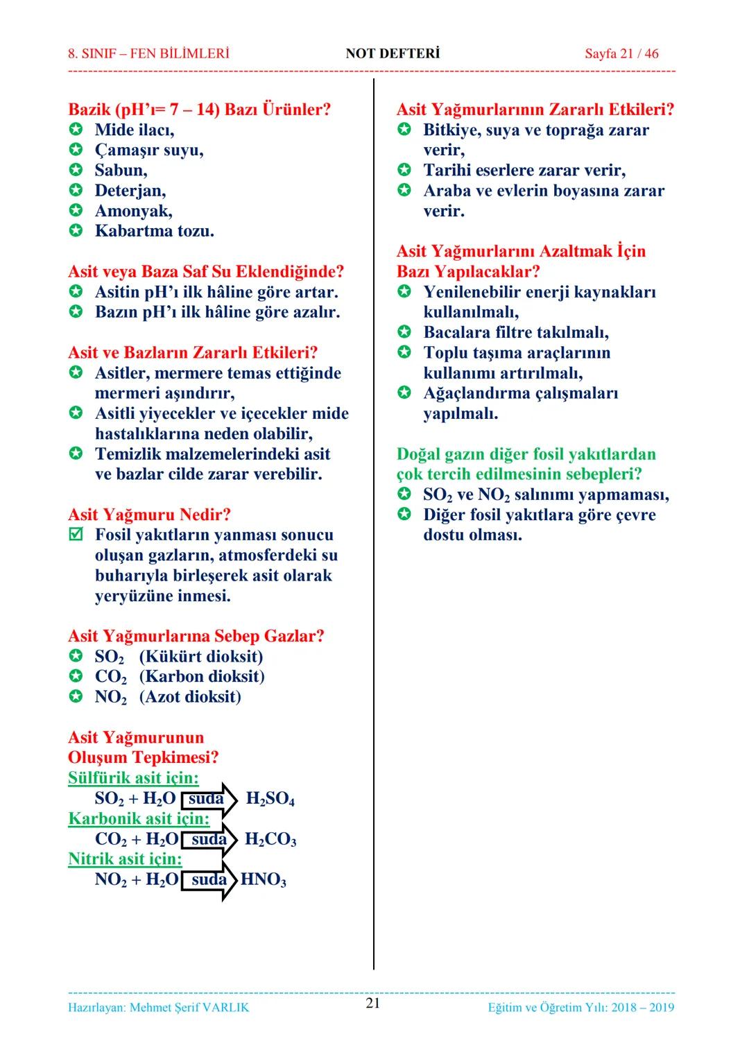 8. SINIF-FEN BİLİMLERİ
NOT DEFTERİ
Sayfa 1/46
NOT DEFTERİ
8. SINIF FEN BİLİMLERİ
İçindekiler
1. ÜNİTE
Mevsimler ve İklim
1. Bölüm.
Mevsimler