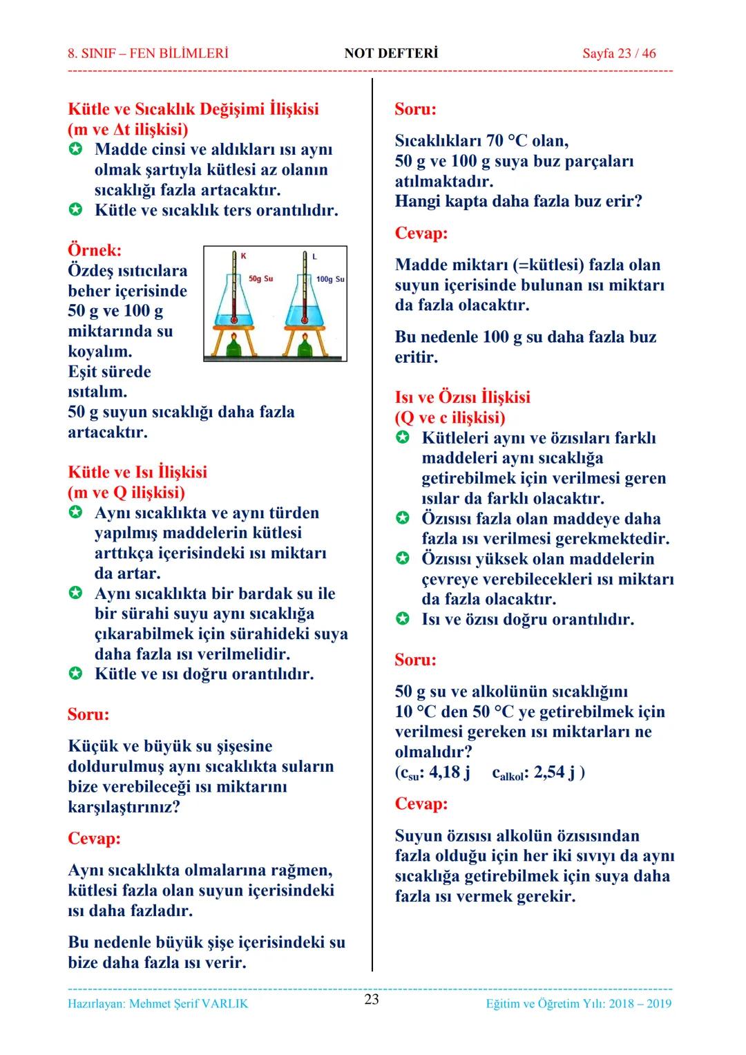8. SINIF-FEN BİLİMLERİ
NOT DEFTERİ
Sayfa 1/46
NOT DEFTERİ
8. SINIF FEN BİLİMLERİ
İçindekiler
1. ÜNİTE
Mevsimler ve İklim
1. Bölüm.
Mevsimler