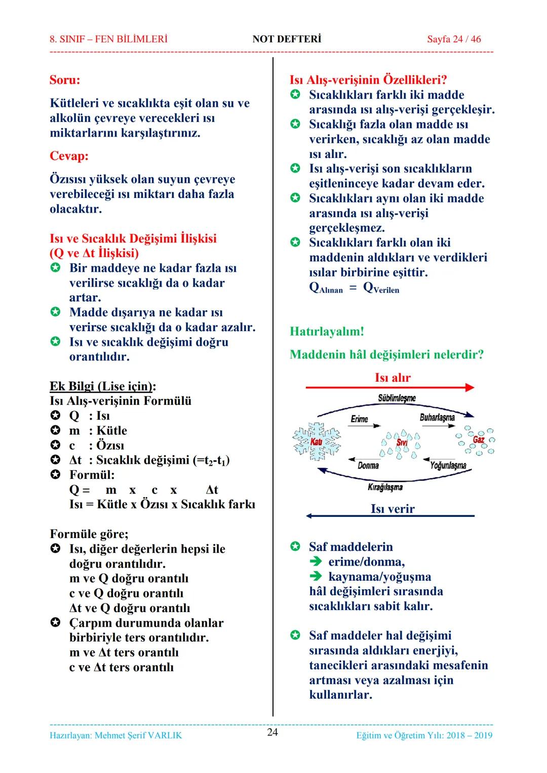 8. SINIF-FEN BİLİMLERİ
NOT DEFTERİ
Sayfa 1/46
NOT DEFTERİ
8. SINIF FEN BİLİMLERİ
İçindekiler
1. ÜNİTE
Mevsimler ve İklim
1. Bölüm.
Mevsimler