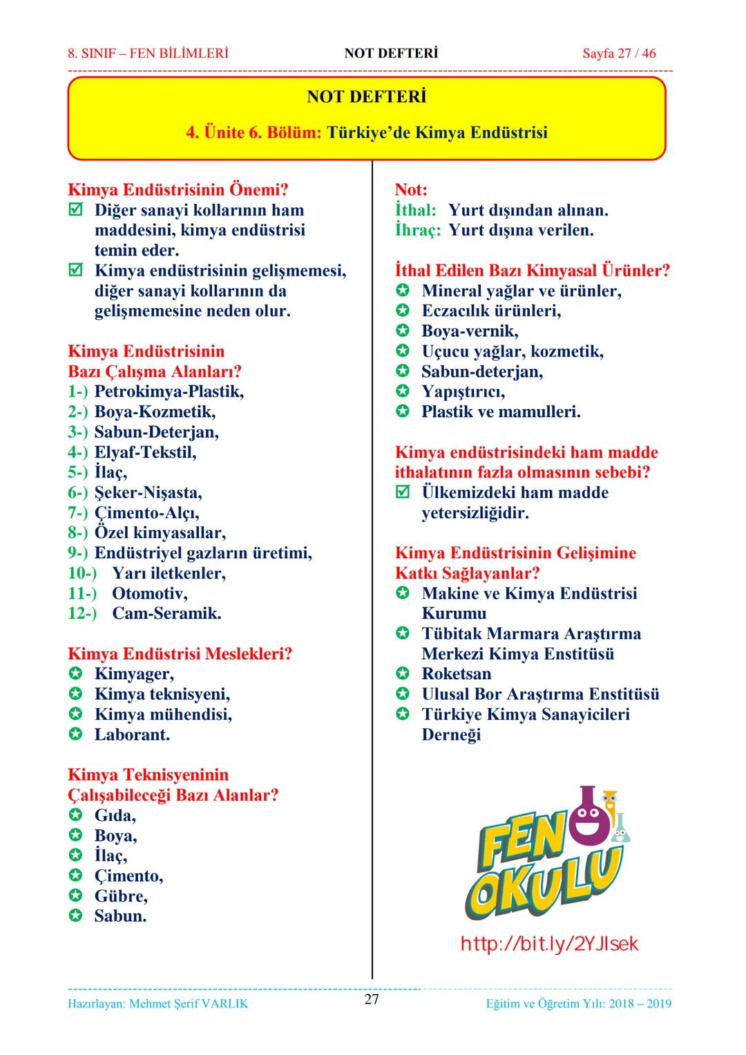 8. SINIF-FEN BİLİMLERİ
NOT DEFTERİ
Sayfa 1/46
NOT DEFTERİ
8. SINIF FEN BİLİMLERİ
İçindekiler
1. ÜNİTE
Mevsimler ve İklim
1. Bölüm.
Mevsimler