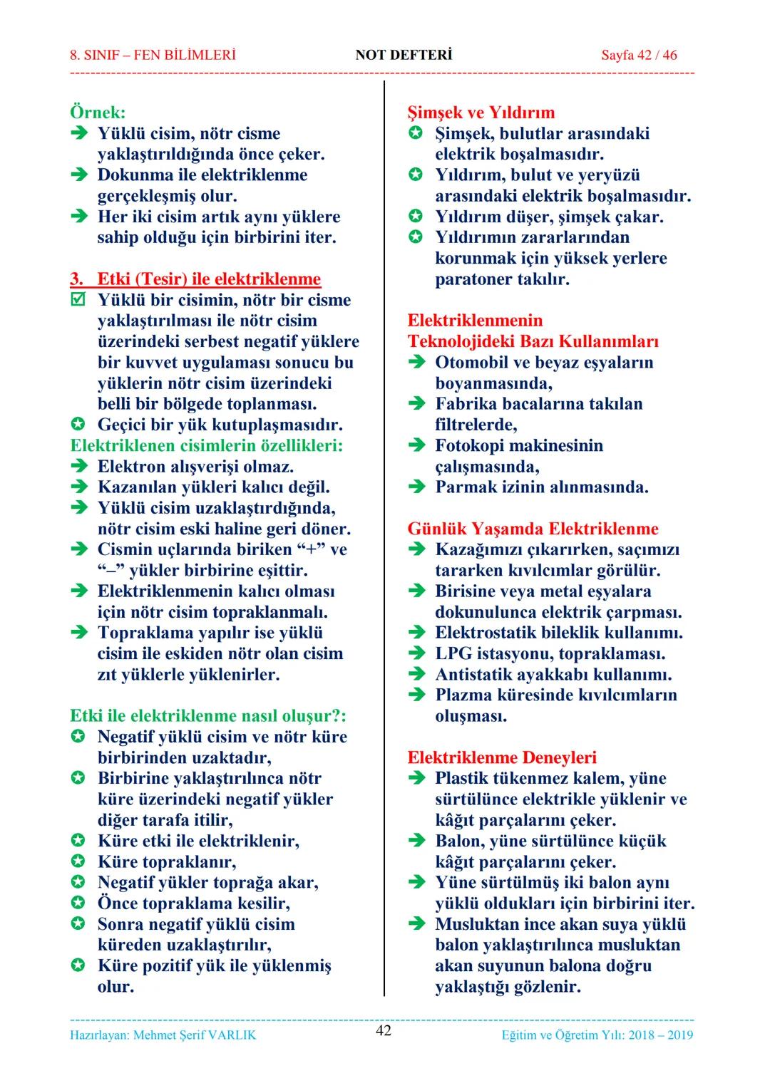 8. SINIF-FEN BİLİMLERİ
NOT DEFTERİ
Sayfa 1/46
NOT DEFTERİ
8. SINIF FEN BİLİMLERİ
İçindekiler
1. ÜNİTE
Mevsimler ve İklim
1. Bölüm.
Mevsimler