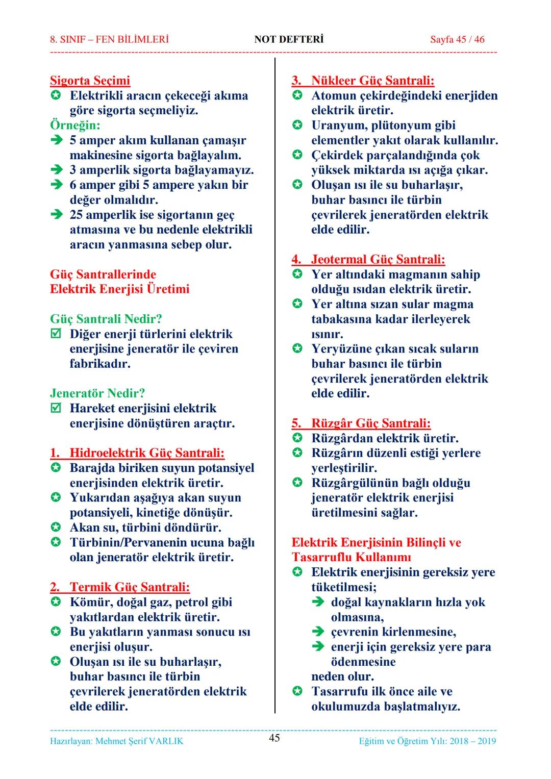 8. SINIF-FEN BİLİMLERİ
NOT DEFTERİ
Sayfa 1/46
NOT DEFTERİ
8. SINIF FEN BİLİMLERİ
İçindekiler
1. ÜNİTE
Mevsimler ve İklim
1. Bölüm.
Mevsimler