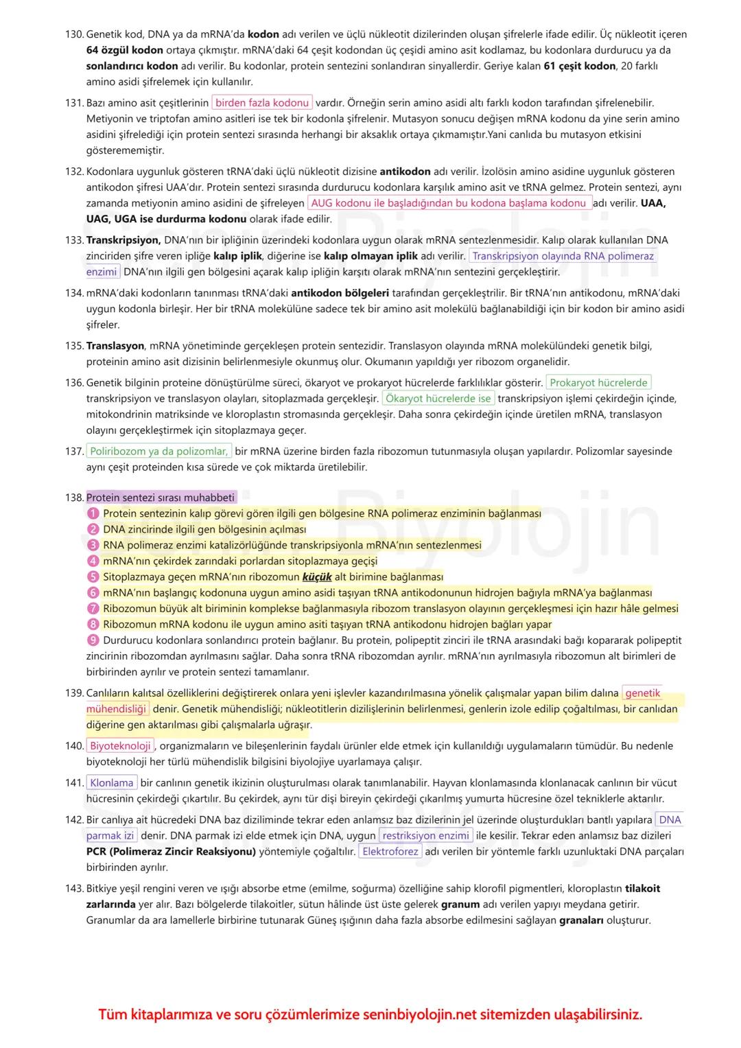 # SENİN BİYOLOJİN
Bu döküman hazırlanırken MEB kitabı kaynak alınmıştır ve çok karıştırılan yerlere özellikle değinilmiştir. Dökümanın yara