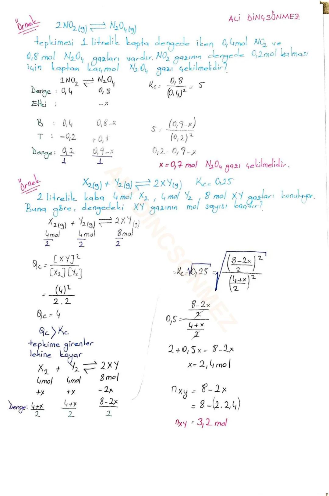 ALİ DİNGSONME2
KİMYASAL DENGE
* Evrende maddelerin ortak iki eğilimi vardır
1. Maksimum düzensiz olma
2. Minimum enerjiye sahip olma
Bu iki