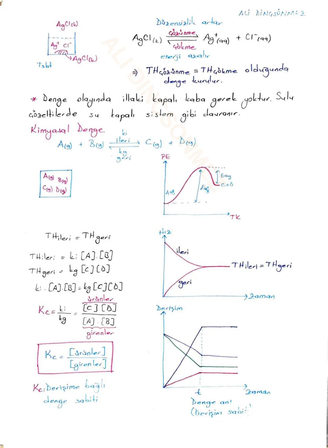 ALİ DİNGSONME2
KİMYASAL DENGE
* Evrende maddelerin ortak iki eğilimi vardır
1. Maksimum düzensiz olma
2. Minimum enerjiye sahip olma
Bu iki