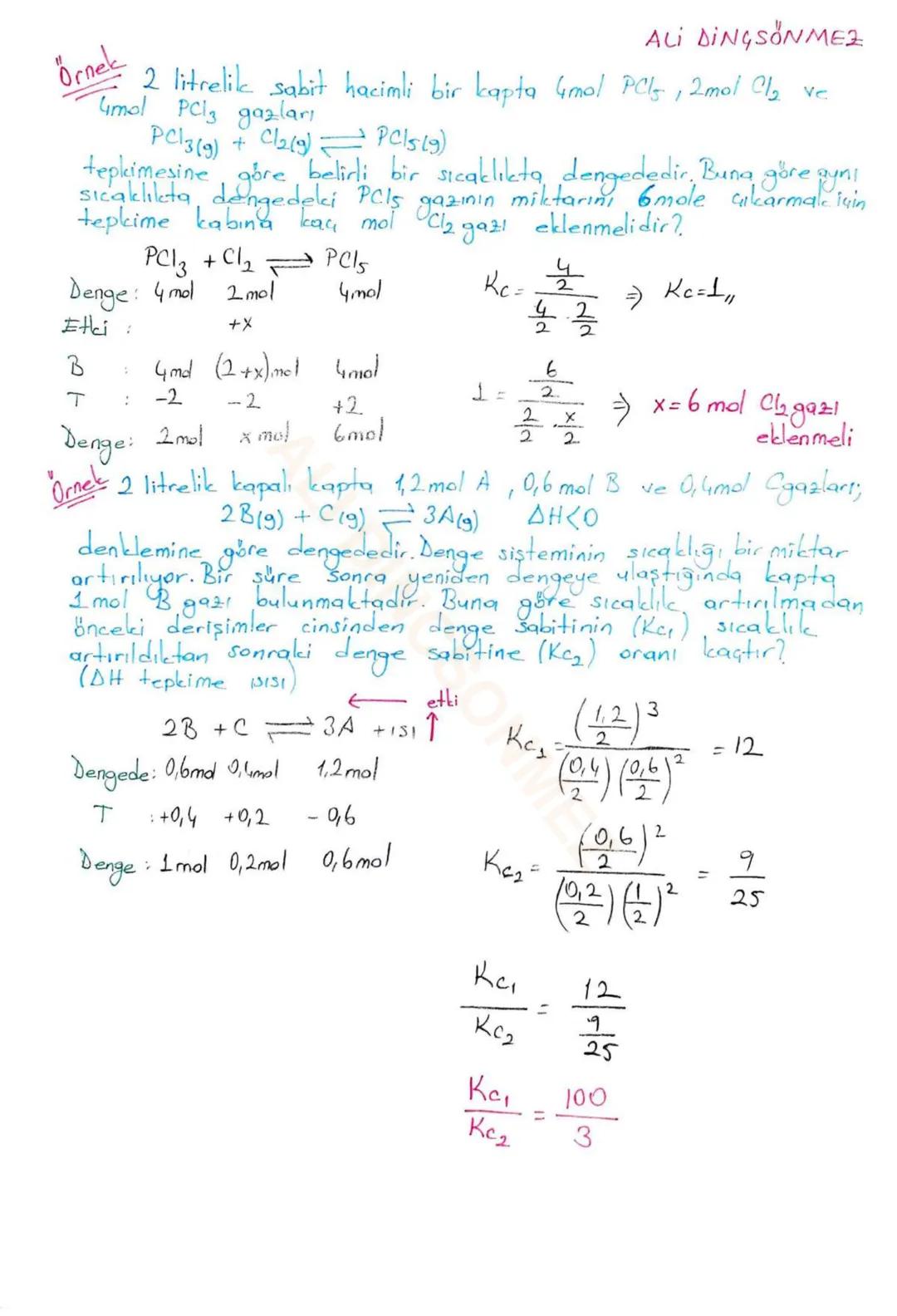 ALİ DİNGSONME2
KİMYASAL DENGE
* Evrende maddelerin ortak iki eğilimi vardır
1. Maksimum düzensiz olma
2. Minimum enerjiye sahip olma
Bu iki