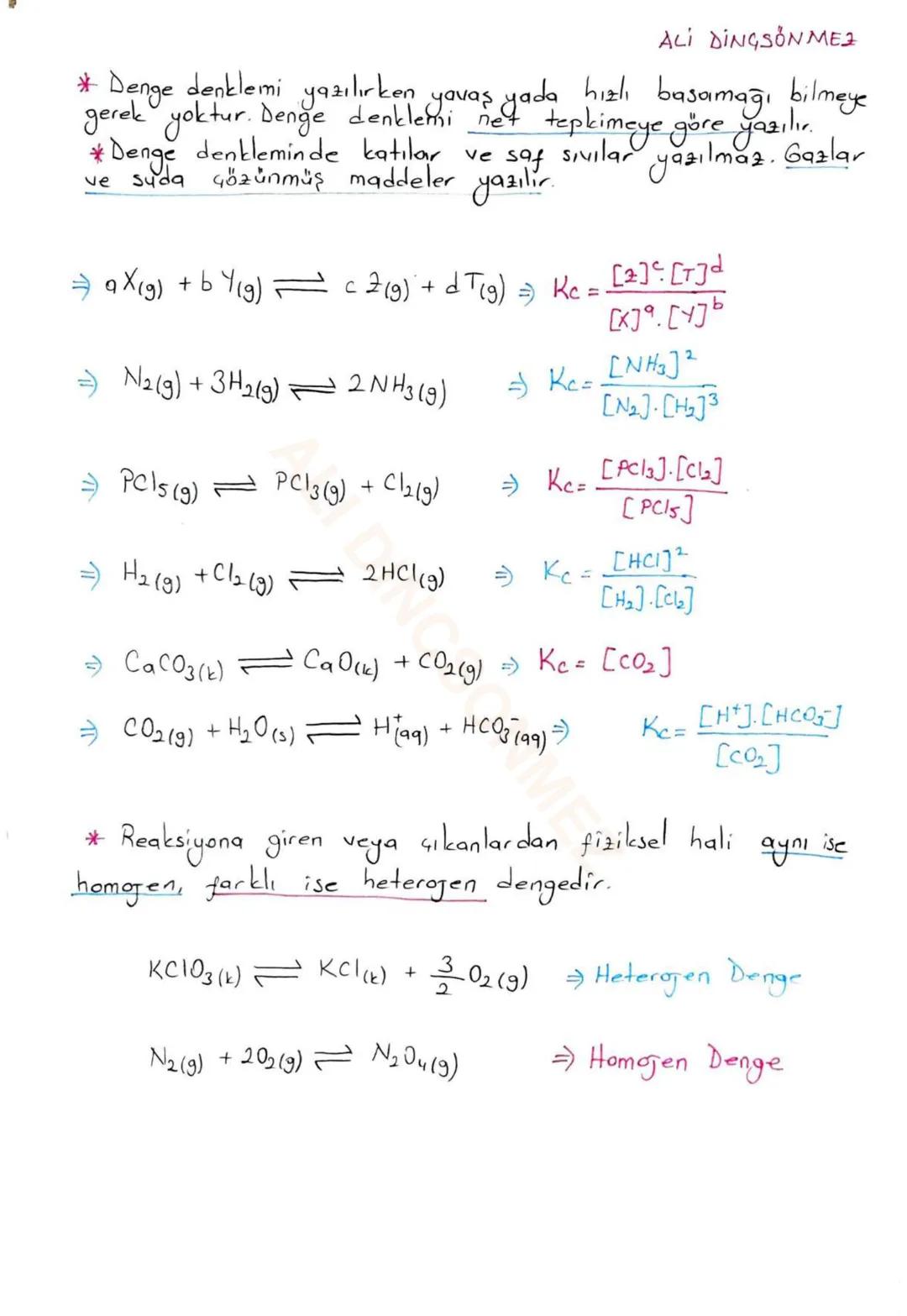 ALİ DİNGSONME2
KİMYASAL DENGE
* Evrende maddelerin ortak iki eğilimi vardır
1. Maksimum düzensiz olma
2. Minimum enerjiye sahip olma
Bu iki