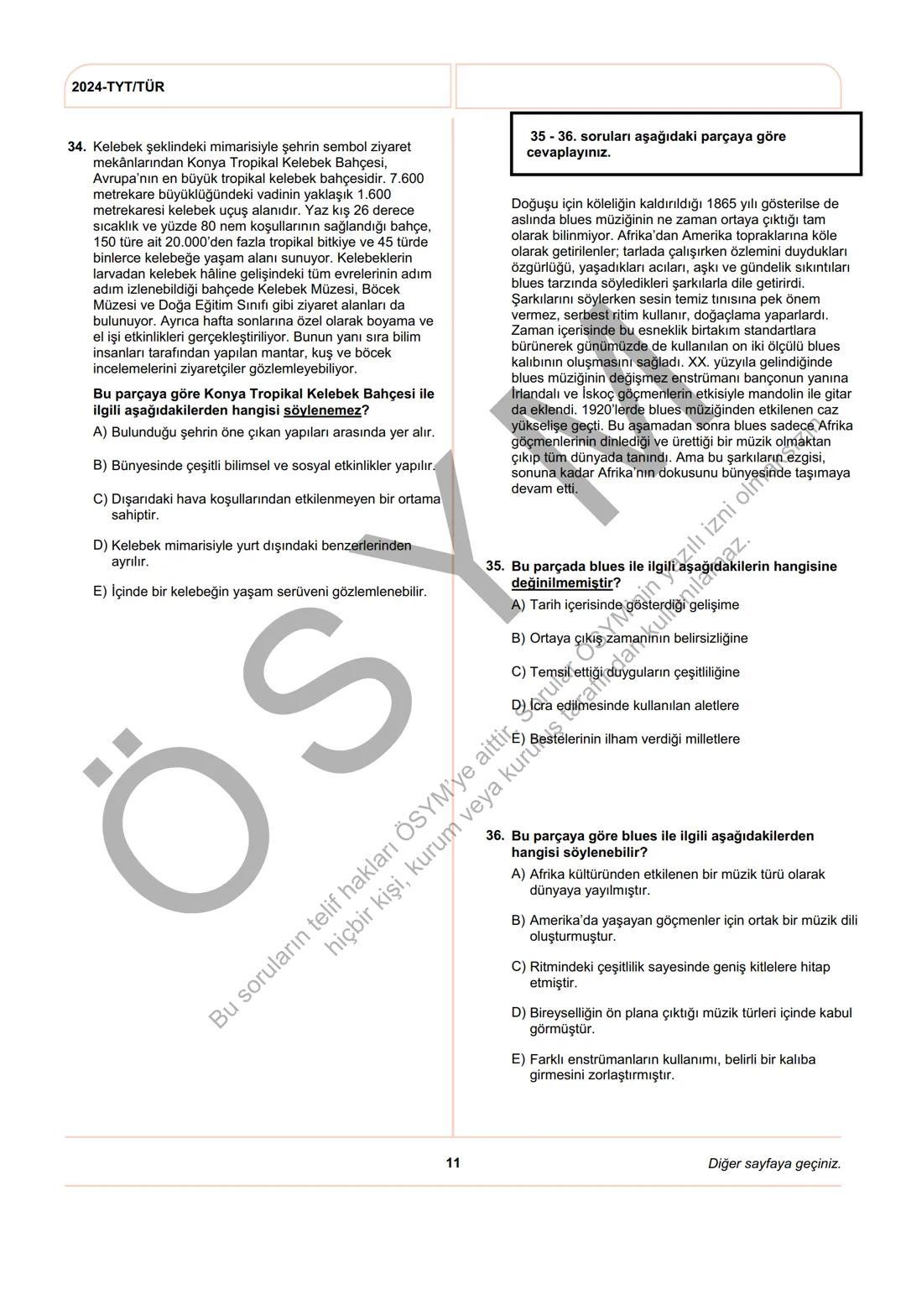 ÖSYM
T.C. Ölçme, Seçme ve Yerleştirme Merkezi
YÜKSEKÖĞRETİM KURUMLARI SINAVI
TEMEL YETERLİLİK TESTİ
(2024-TYT)
8 HAZİRAN 2024 CUMARTESİ
Bu t