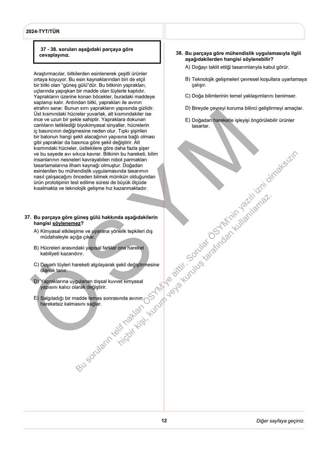 ÖSYM
T.C. Ölçme, Seçme ve Yerleştirme Merkezi
YÜKSEKÖĞRETİM KURUMLARI SINAVI
TEMEL YETERLİLİK TESTİ
(2024-TYT)
8 HAZİRAN 2024 CUMARTESİ
Bu t