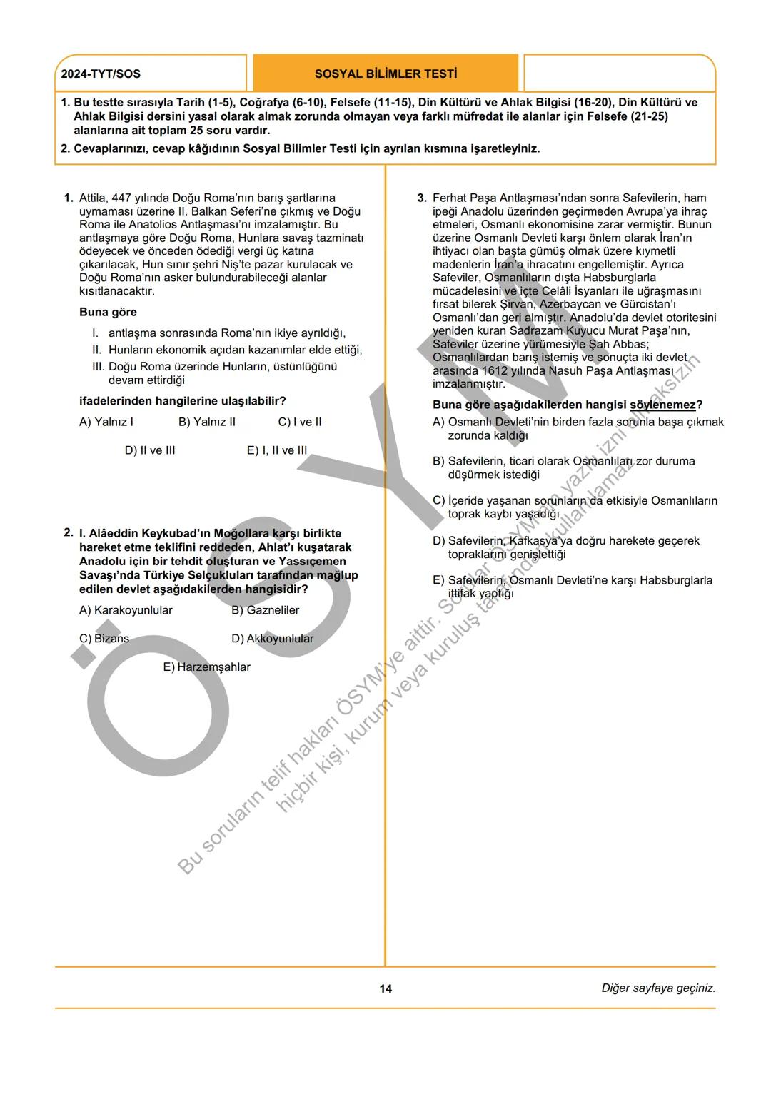 ÖSYM
T.C. Ölçme, Seçme ve Yerleştirme Merkezi
YÜKSEKÖĞRETİM KURUMLARI SINAVI
TEMEL YETERLİLİK TESTİ
(2024-TYT)
8 HAZİRAN 2024 CUMARTESİ
Bu t