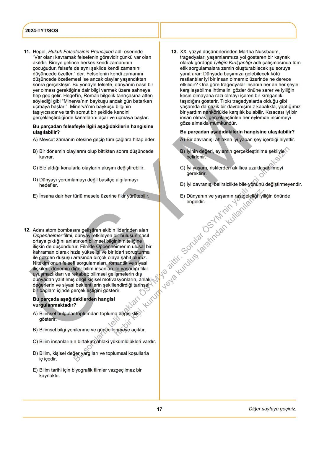 ÖSYM
T.C. Ölçme, Seçme ve Yerleştirme Merkezi
YÜKSEKÖĞRETİM KURUMLARI SINAVI
TEMEL YETERLİLİK TESTİ
(2024-TYT)
8 HAZİRAN 2024 CUMARTESİ
Bu t