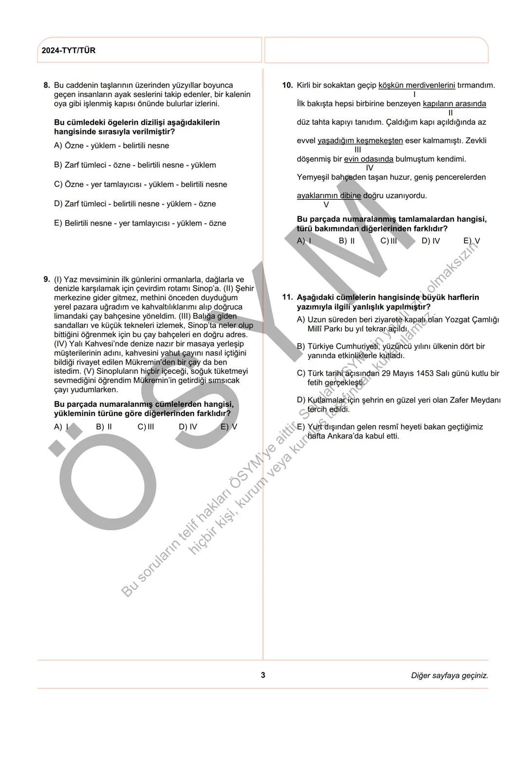 ÖSYM
T.C. Ölçme, Seçme ve Yerleştirme Merkezi
YÜKSEKÖĞRETİM KURUMLARI SINAVI
TEMEL YETERLİLİK TESTİ
(2024-TYT)
8 HAZİRAN 2024 CUMARTESİ
Bu t