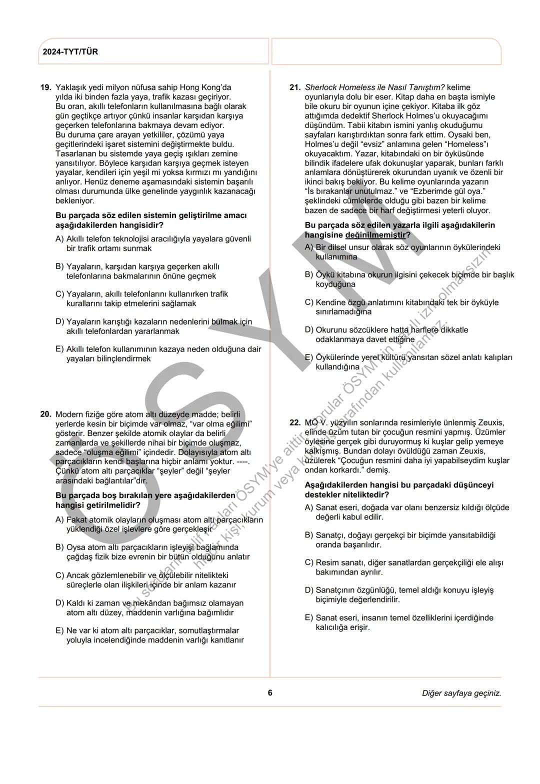 ÖSYM
T.C. Ölçme, Seçme ve Yerleştirme Merkezi
YÜKSEKÖĞRETİM KURUMLARI SINAVI
TEMEL YETERLİLİK TESTİ
(2024-TYT)
8 HAZİRAN 2024 CUMARTESİ
Bu t