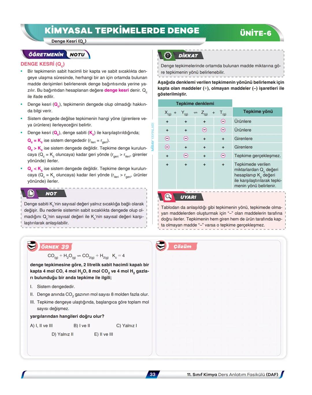 # Kimya
## Ders Anlatım Fasikülü
Kimyasal Tepkimelerde Denge
8
Fasikül
Kitapçık
Ali Dinçsönmez - Taha Yılmaz - Özlem Ersoy Çelik
Mehmet