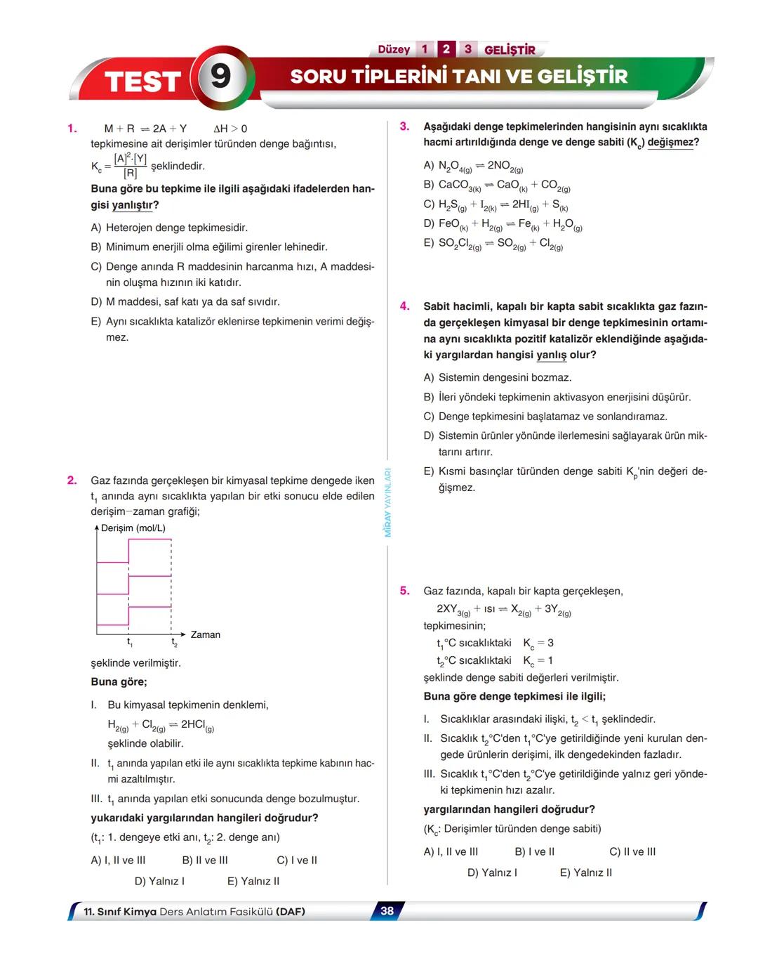 # Kimya
## Ders Anlatım Fasikülü
Kimyasal Tepkimelerde Denge
8
Fasikül
Kitapçık
Ali Dinçsönmez - Taha Yılmaz - Özlem Ersoy Çelik
Mehmet