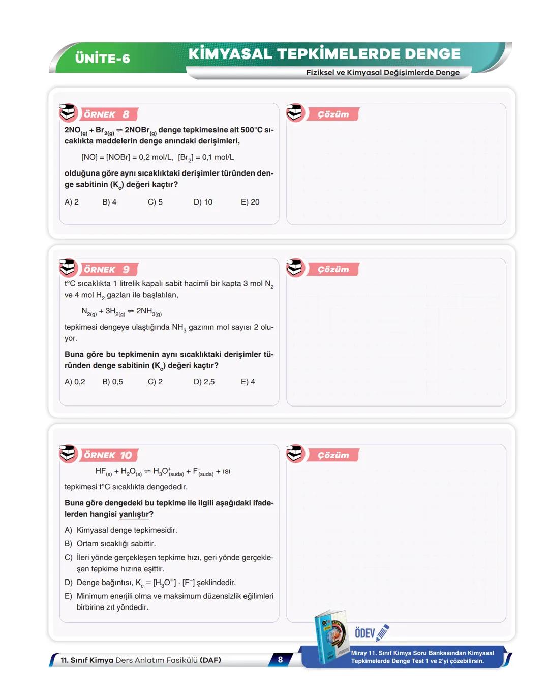 # Kimya
## Ders Anlatım Fasikülü
Kimyasal Tepkimelerde Denge
8
Fasikül
Kitapçık
Ali Dinçsönmez - Taha Yılmaz - Özlem Ersoy Çelik
Mehmet