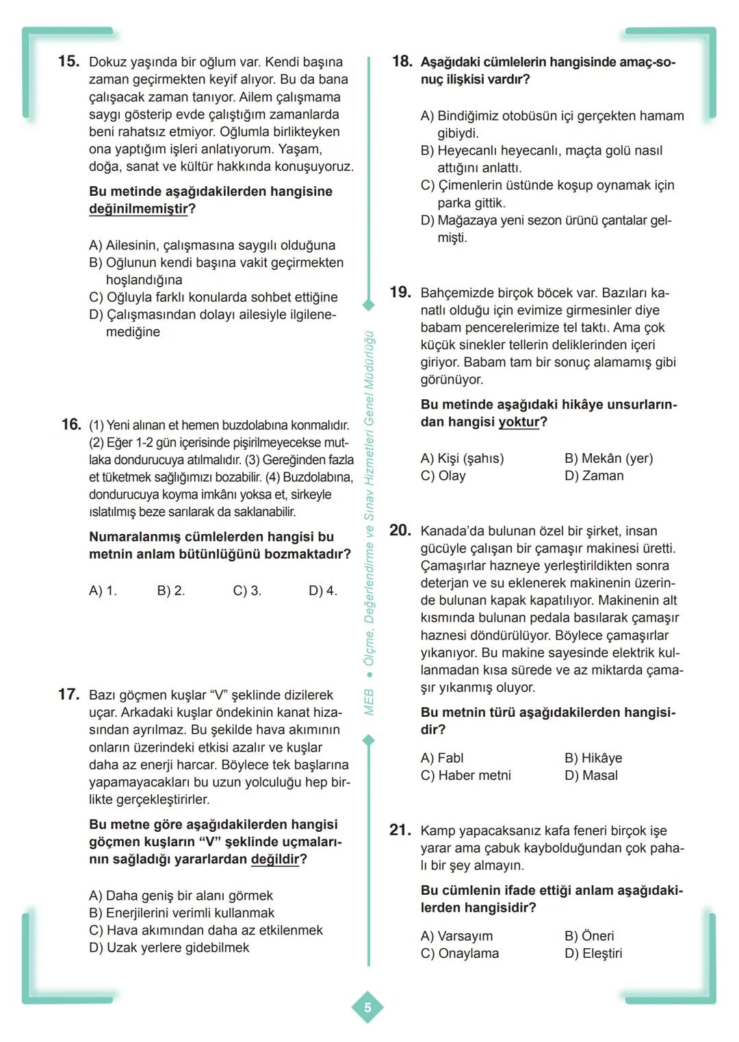 X
*
**
MILLI EGI
URIYETI A
CUMHURI
BAKANLIĞI TÜRKI
+
X
+
5. SINIF
ÇALIŞMA SORULARI
X
+
D
X
+
+
+
X
D ## İSTİKLAL MARŞI
Korkma, sönmez bu ş