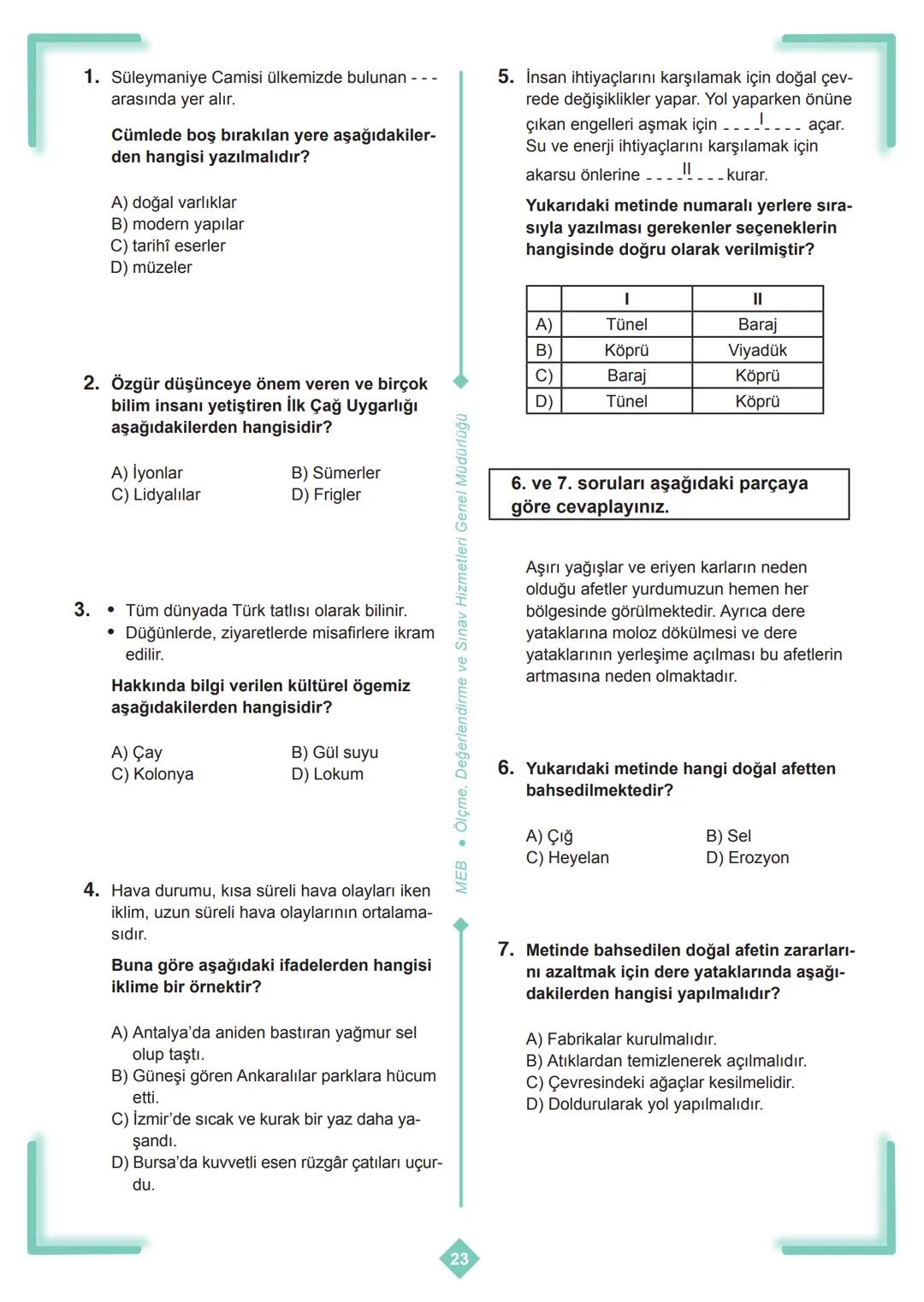 X
*
**
MILLI EGI
URIYETI A
CUMHURI
BAKANLIĞI TÜRKI
+
X
+
5. SINIF
ÇALIŞMA SORULARI
X
+
D
X
+
+
+
X
D ## İSTİKLAL MARŞI
Korkma, sönmez bu ş