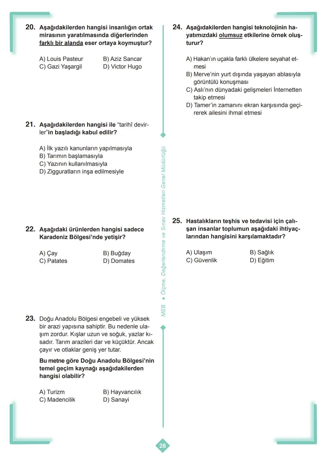 X
*
**
MILLI EGI
URIYETI A
CUMHURI
BAKANLIĞI TÜRKI
+
X
+
5. SINIF
ÇALIŞMA SORULARI
X
+
D
X
+
+
+
X
D ## İSTİKLAL MARŞI
Korkma, sönmez bu ş