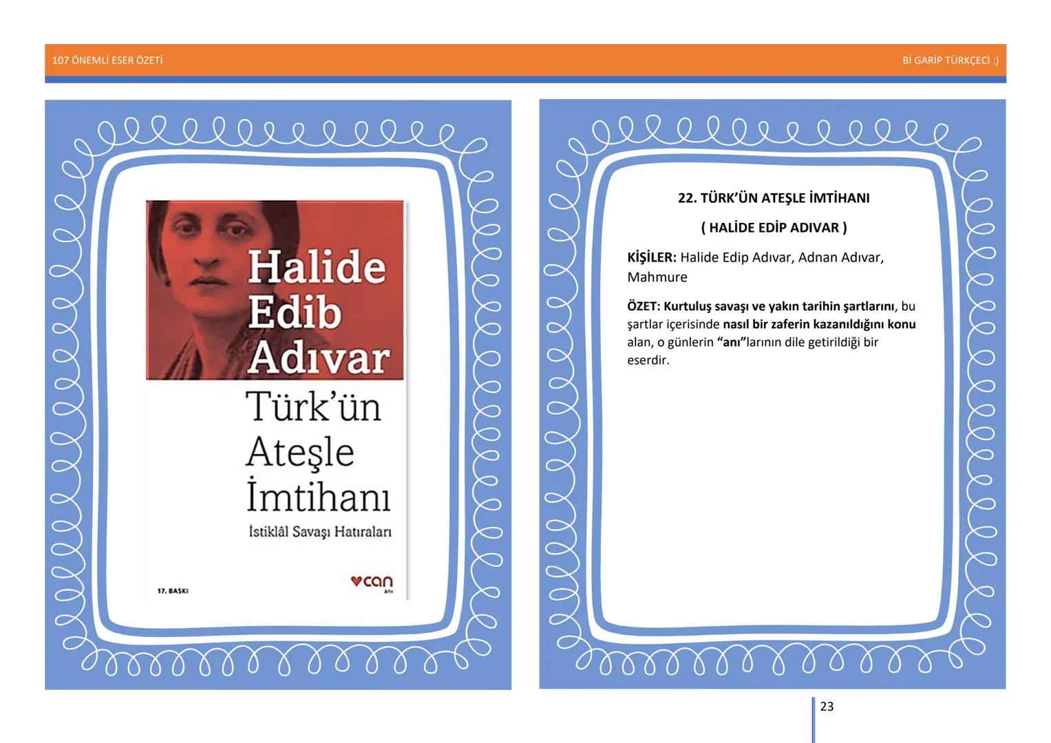107 ÖNEMLİ ESER ÖZETİ
107
ÖNEMLİ
ESER
ÖZETİ
Bİ GARİP TÜRKÇECİ
1
Bİ GARİP TÜRKÇECİ :) 107 ÖNEMLİ ESER ÖZETİ
Bİ GARİP TÜRKÇECİ :)
ŞEMSETTİN