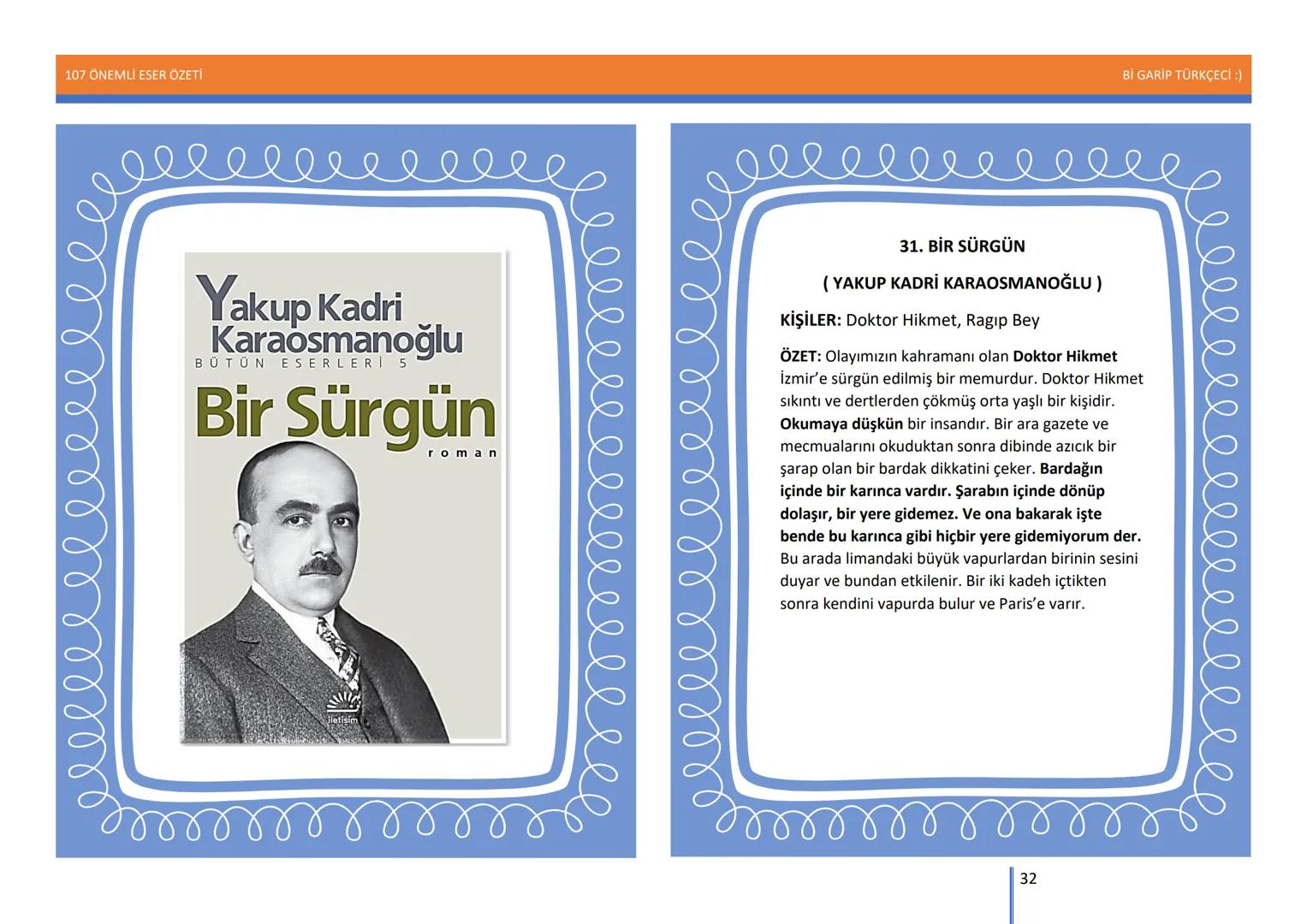 107 ÖNEMLİ ESER ÖZETİ
107
ÖNEMLİ
ESER
ÖZETİ
Bİ GARİP TÜRKÇECİ
1
Bİ GARİP TÜRKÇECİ :) 107 ÖNEMLİ ESER ÖZETİ
Bİ GARİP TÜRKÇECİ :)
ŞEMSETTİN