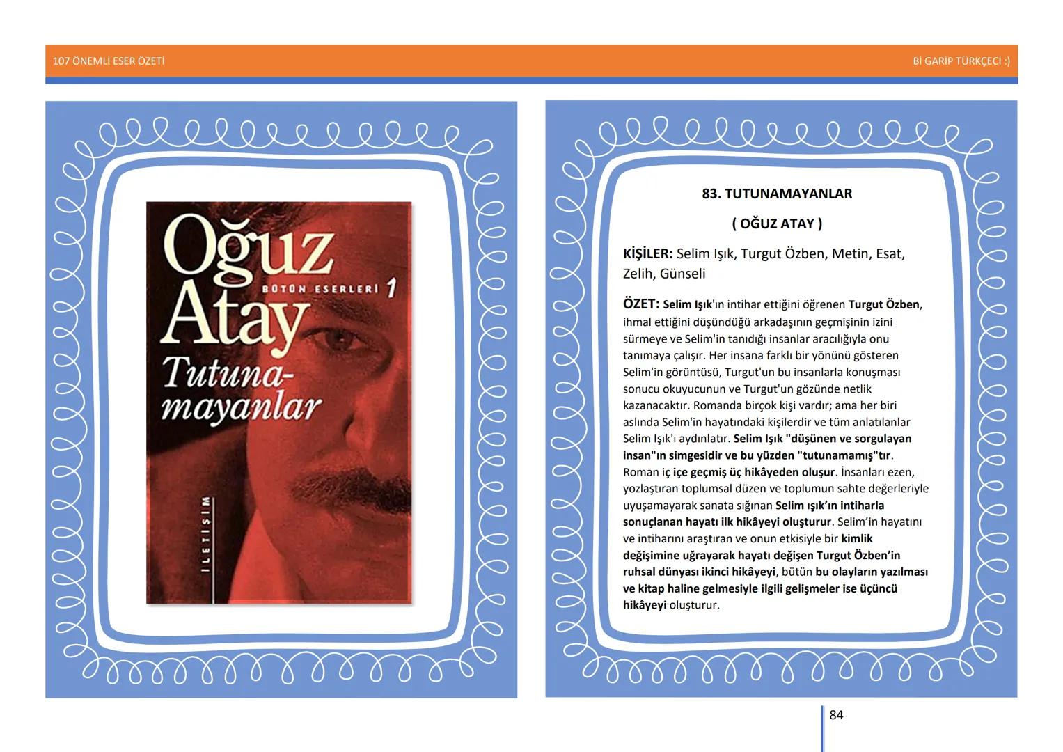 107 ÖNEMLİ ESER ÖZETİ
107
ÖNEMLİ
ESER
ÖZETİ
Bİ GARİP TÜRKÇECİ
1
Bİ GARİP TÜRKÇECİ :) 107 ÖNEMLİ ESER ÖZETİ
Bİ GARİP TÜRKÇECİ :)
ŞEMSETTİN