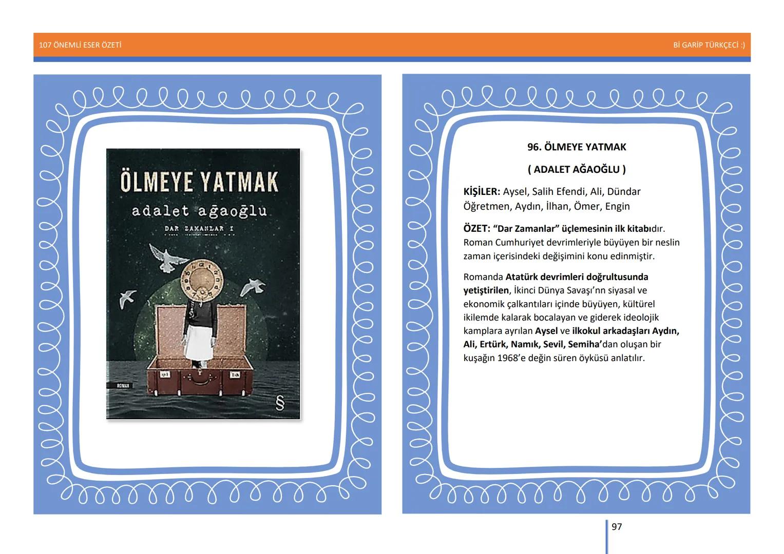 107 ÖNEMLİ ESER ÖZETİ
107
ÖNEMLİ
ESER
ÖZETİ
Bİ GARİP TÜRKÇECİ
1
Bİ GARİP TÜRKÇECİ :) 107 ÖNEMLİ ESER ÖZETİ
Bİ GARİP TÜRKÇECİ :)
ŞEMSETTİN