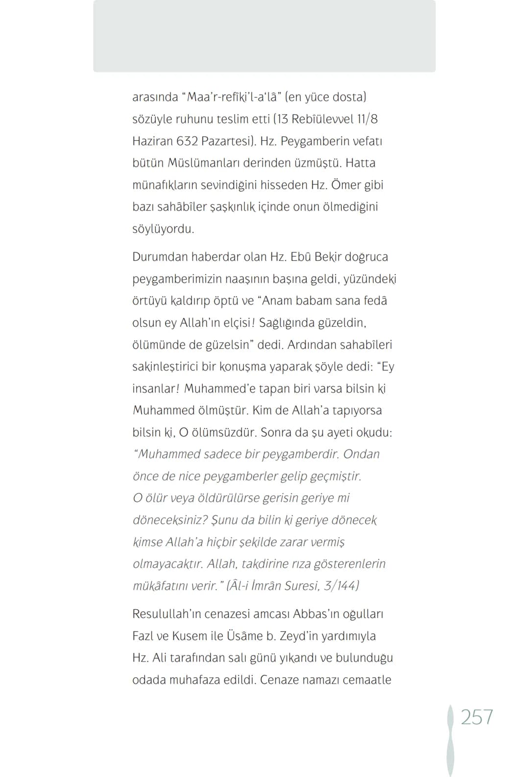 Hz Muhammedin hayatı – 257. sayfa