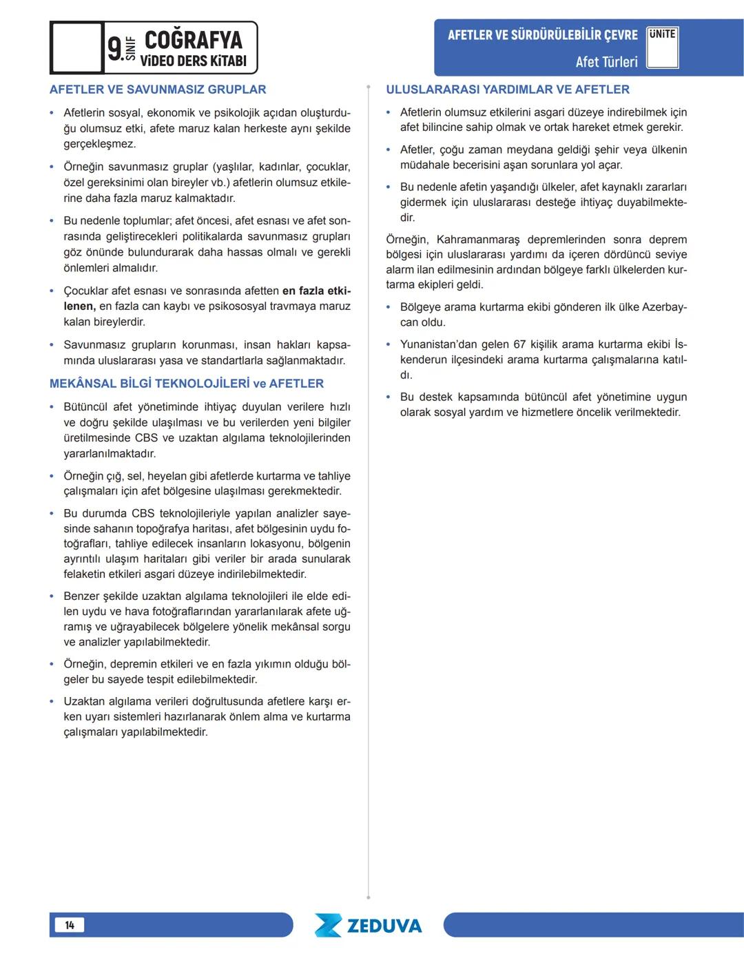 ## UNITE AFETLER VE SÜRDÜRÜLEBİLİR ÇEVRE
Tehlike, Risk ve Afet
## TEHLİKE, RİSK VE AFET
* İnsanlara, diğer canlılara ve çevreye zarar vere