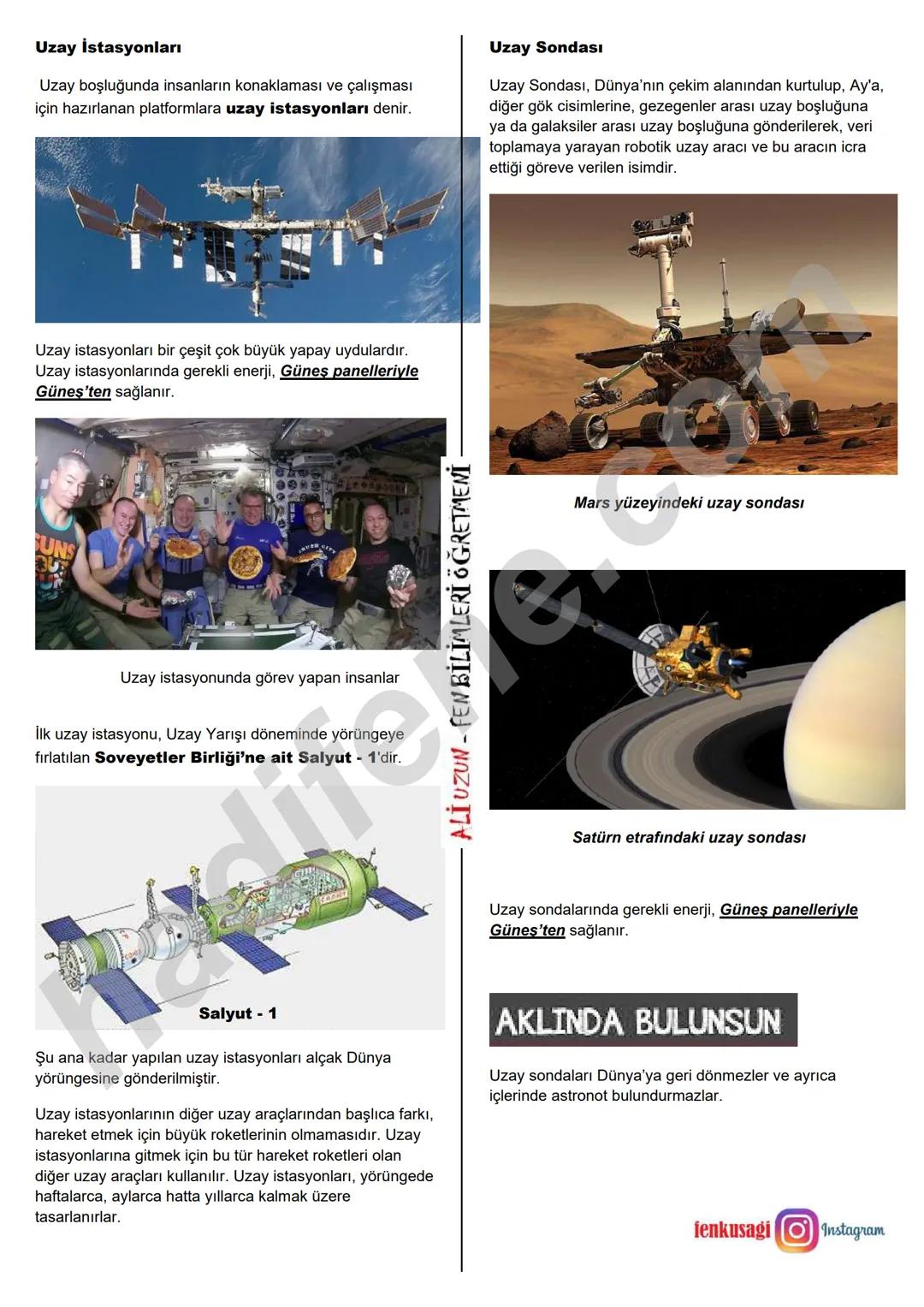 7.SINIF 1.ÜNİTE
GÜNEŞ SİSTEMİ VE ÖTESİ
UZAY ARAŞTIRMALARI
Ali Hocayla Hadi Fene
www.hadifene.com
UZAY TEKNOLOJİLERİ
Eski çağlardan günümüze