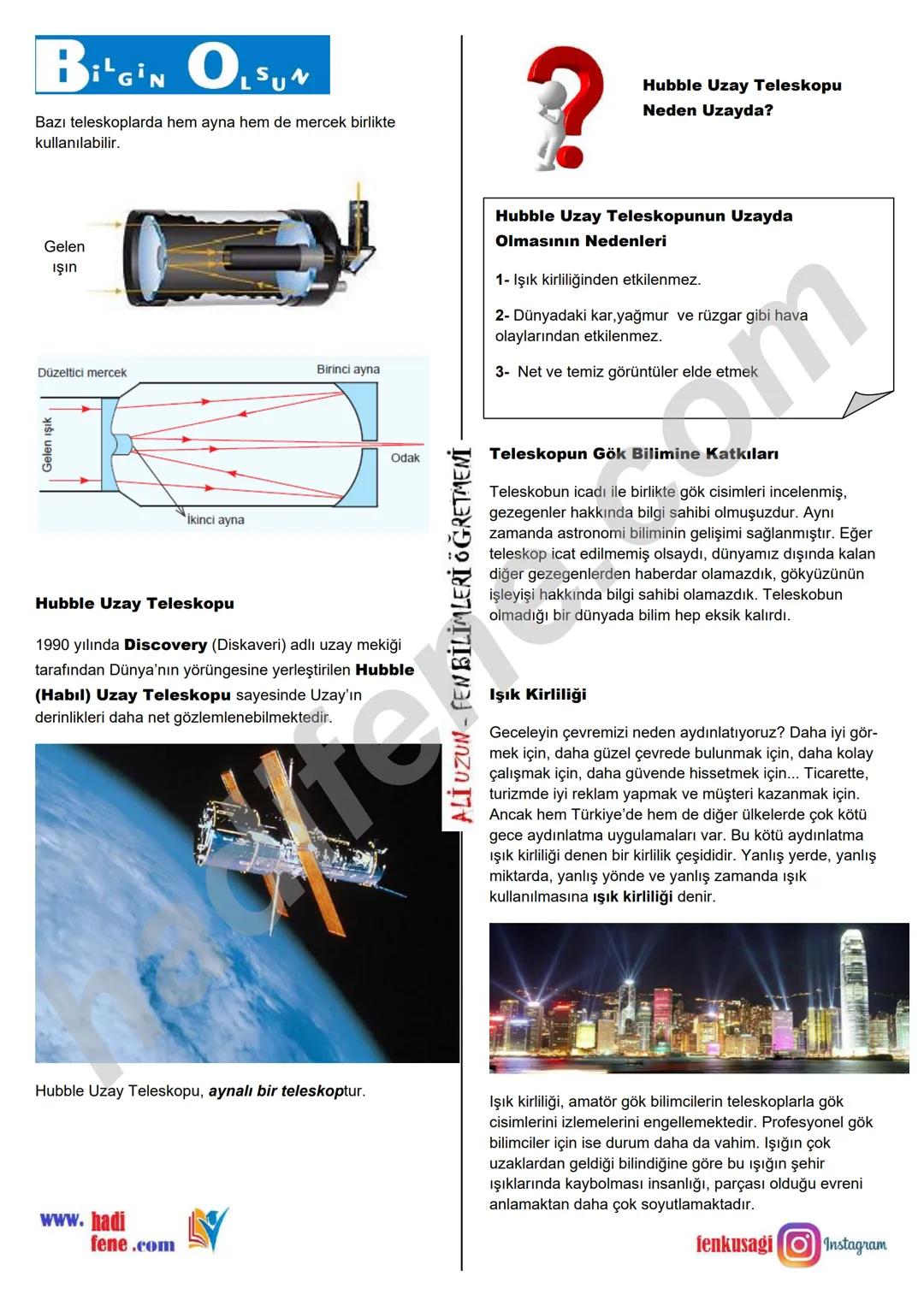 7.SINIF 1.ÜNİTE
GÜNEŞ SİSTEMİ VE ÖTESİ
UZAY ARAŞTIRMALARI
Ali Hocayla Hadi Fene
www.hadifene.com
UZAY TEKNOLOJİLERİ
Eski çağlardan günümüze