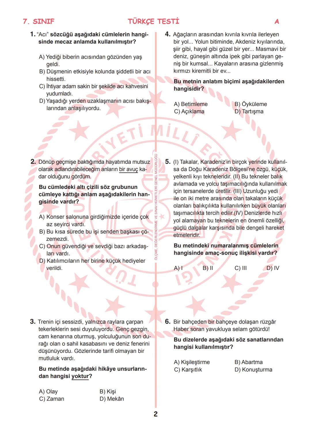 *
*
T.C.
MİLLÎ EĞİTİM BAKANLIĞI
ÖLÇME, DEĞERLENDİRME VE SINAV
HİZMETLERİ GENEL MÜDÜRLÜĞÜ
İLKÖĞRETİM VE ORTAÖĞRETİM
KURUMLARI BURSLULUK SINAV