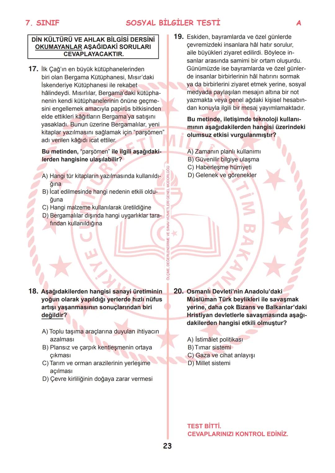 *
*
T.C.
MİLLÎ EĞİTİM BAKANLIĞI
ÖLÇME, DEĞERLENDİRME VE SINAV
HİZMETLERİ GENEL MÜDÜRLÜĞÜ
İLKÖĞRETİM VE ORTAÖĞRETİM
KURUMLARI BURSLULUK SINAV