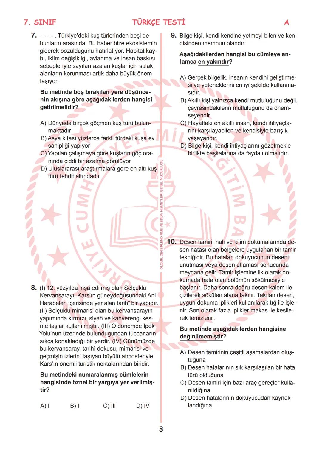 *
*
T.C.
MİLLÎ EĞİTİM BAKANLIĞI
ÖLÇME, DEĞERLENDİRME VE SINAV
HİZMETLERİ GENEL MÜDÜRLÜĞÜ
İLKÖĞRETİM VE ORTAÖĞRETİM
KURUMLARI BURSLULUK SINAV