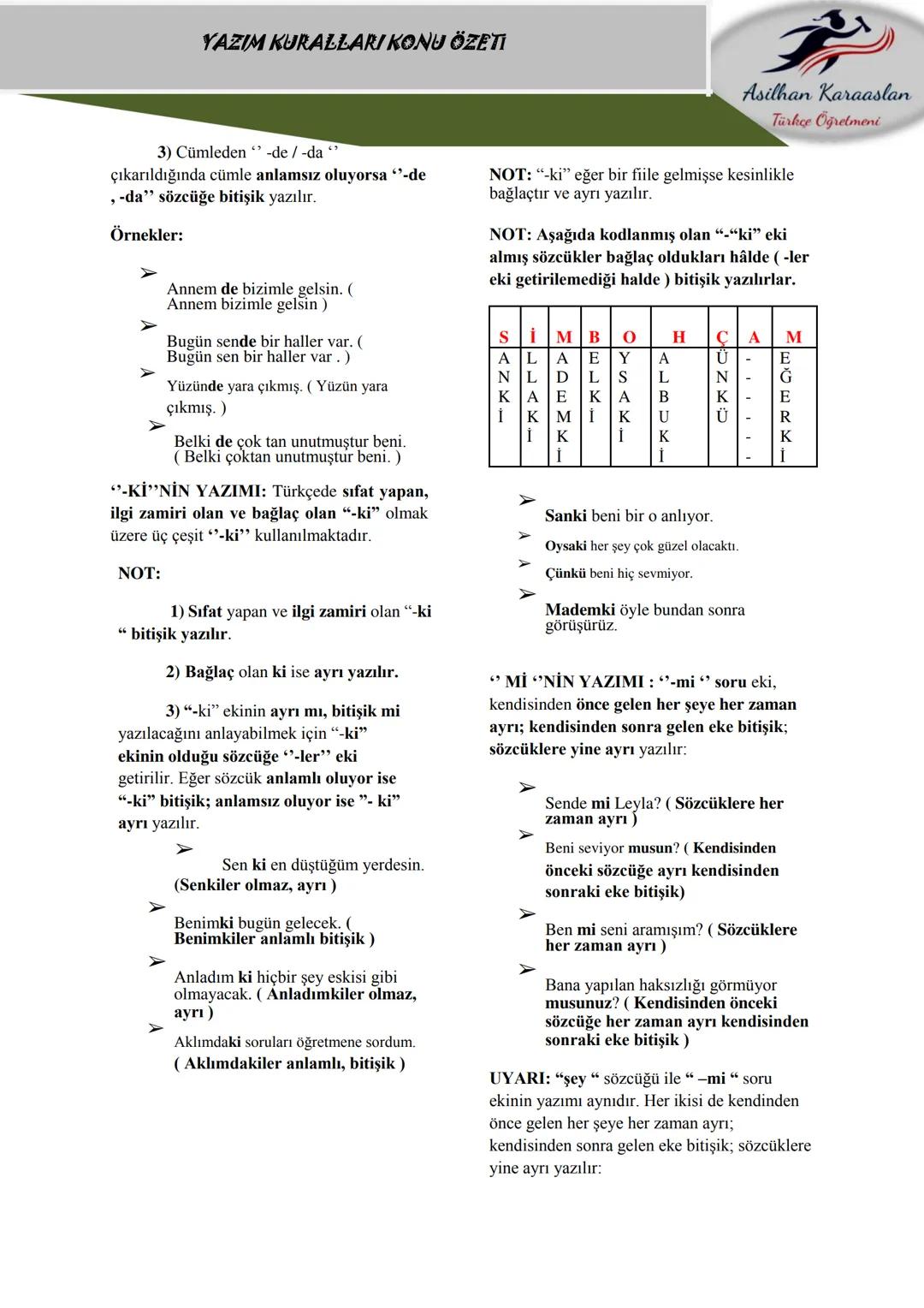 YAZIM KURALLARI KONU ÖZETI
Asilhan Karaaslan
Türkçe Öğretmeni
BÜYÜK HARFLERİN KULLANILDIĞI
YERLER:
1) Cümleler büyük harfle başlar:
ÖRNEK:
U