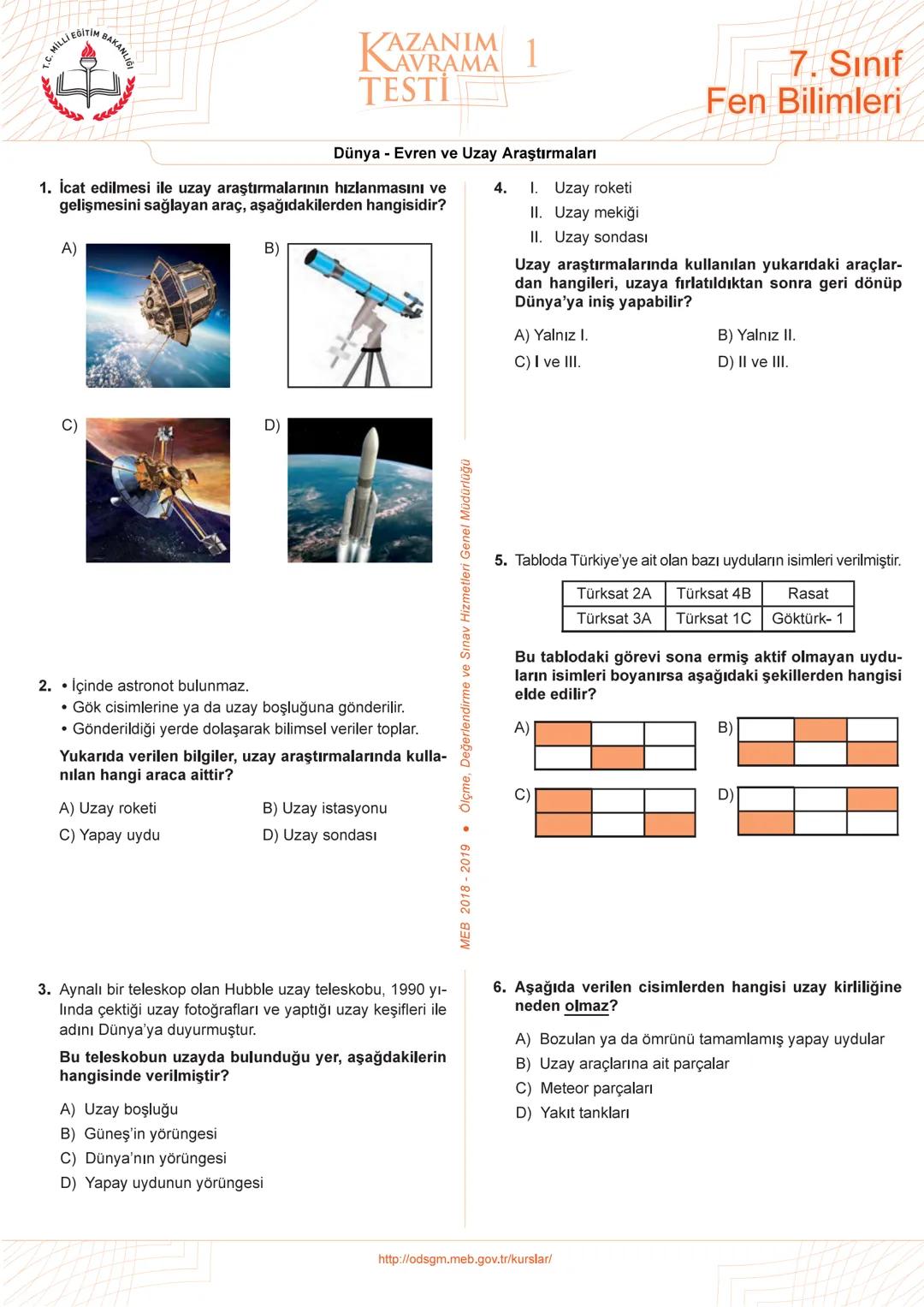 # 2019-2020 EĞİTİM ÖĞRETİM YILI
# TAHTAN TÜRK ORTAOKULU
# FEN BİLİMLERİ DERSİ 7. SINIF ÖĞRENCİ ÇALIŞMA KİTAPÇIĞI
## 1.ÜNİTE
Güneş Sistem