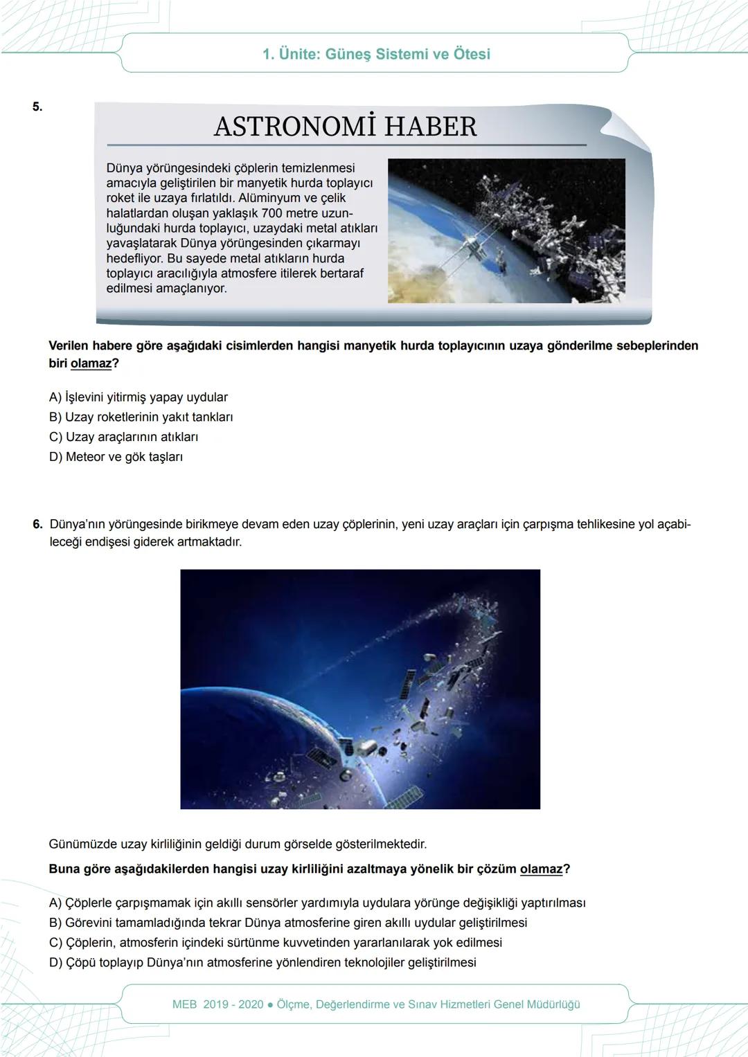 # 2019-2020 EĞİTİM ÖĞRETİM YILI
# TAHTAN TÜRK ORTAOKULU
# FEN BİLİMLERİ DERSİ 7. SINIF ÖĞRENCİ ÇALIŞMA KİTAPÇIĞI
## 1.ÜNİTE
Güneş Sistem