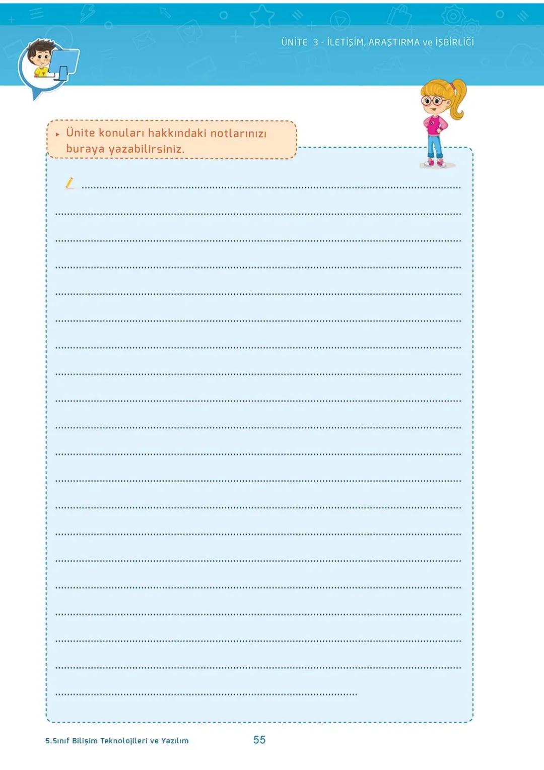 Blockly
eba
SCRATCH
AKILLI DEFTER
BİLİŞİM TEKNOLOJİLERİ
ve YAZILIM DERSİ
İletişim, Araştırma
ve İş Birliği
Etik ve Güvenlik
Bilişim
Teknoloj