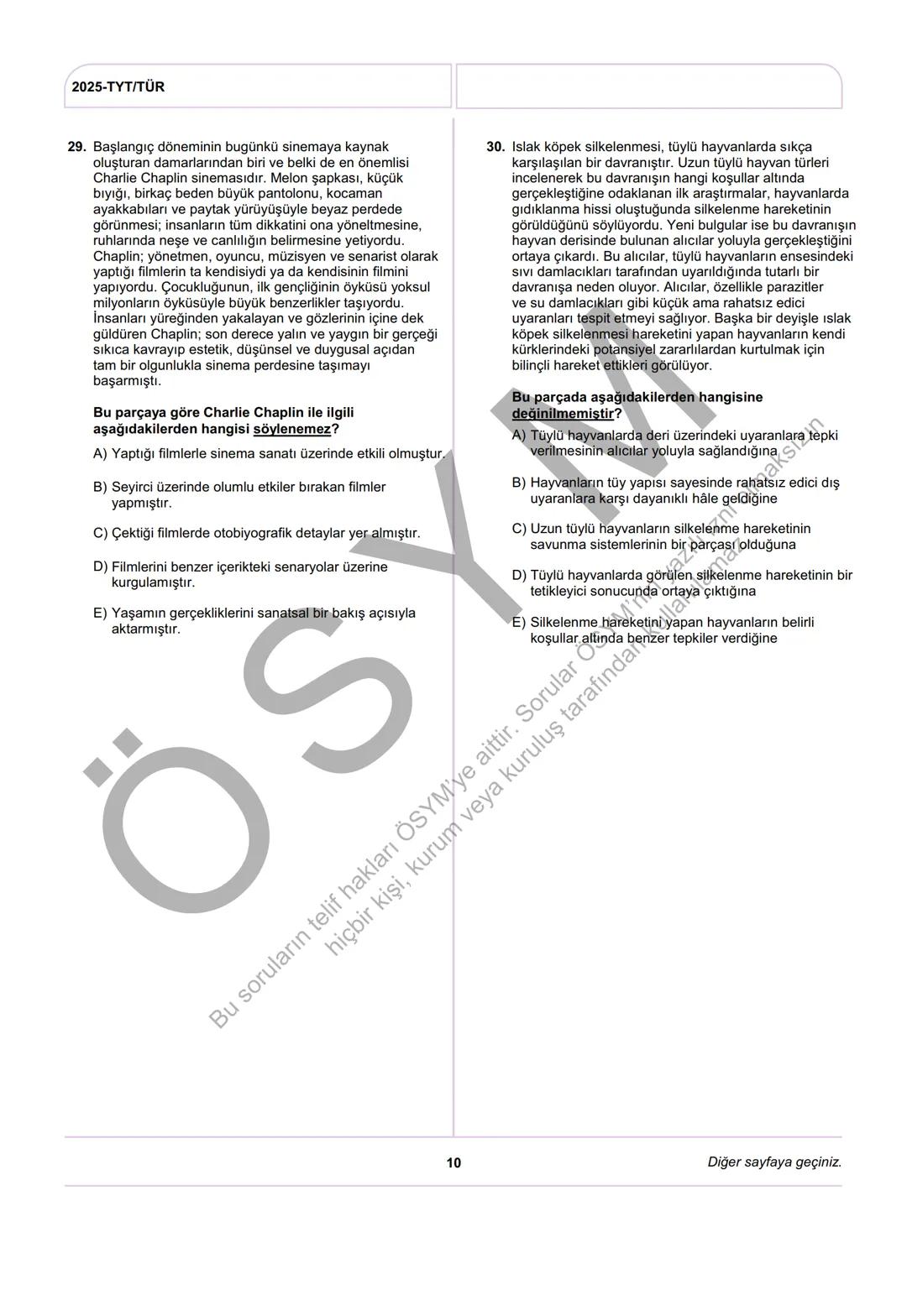 ÖSYM
T.C. Ölçme, Seçme ve Yerleştirme Merkezi
YÜKSEKÖĞRETİM KURUMLARI SINAVI
TEMEL YETERLİLİK TESTİ
(2025-TYT)
21 HAZİRAN 2025 CUMARTESİ
Bu