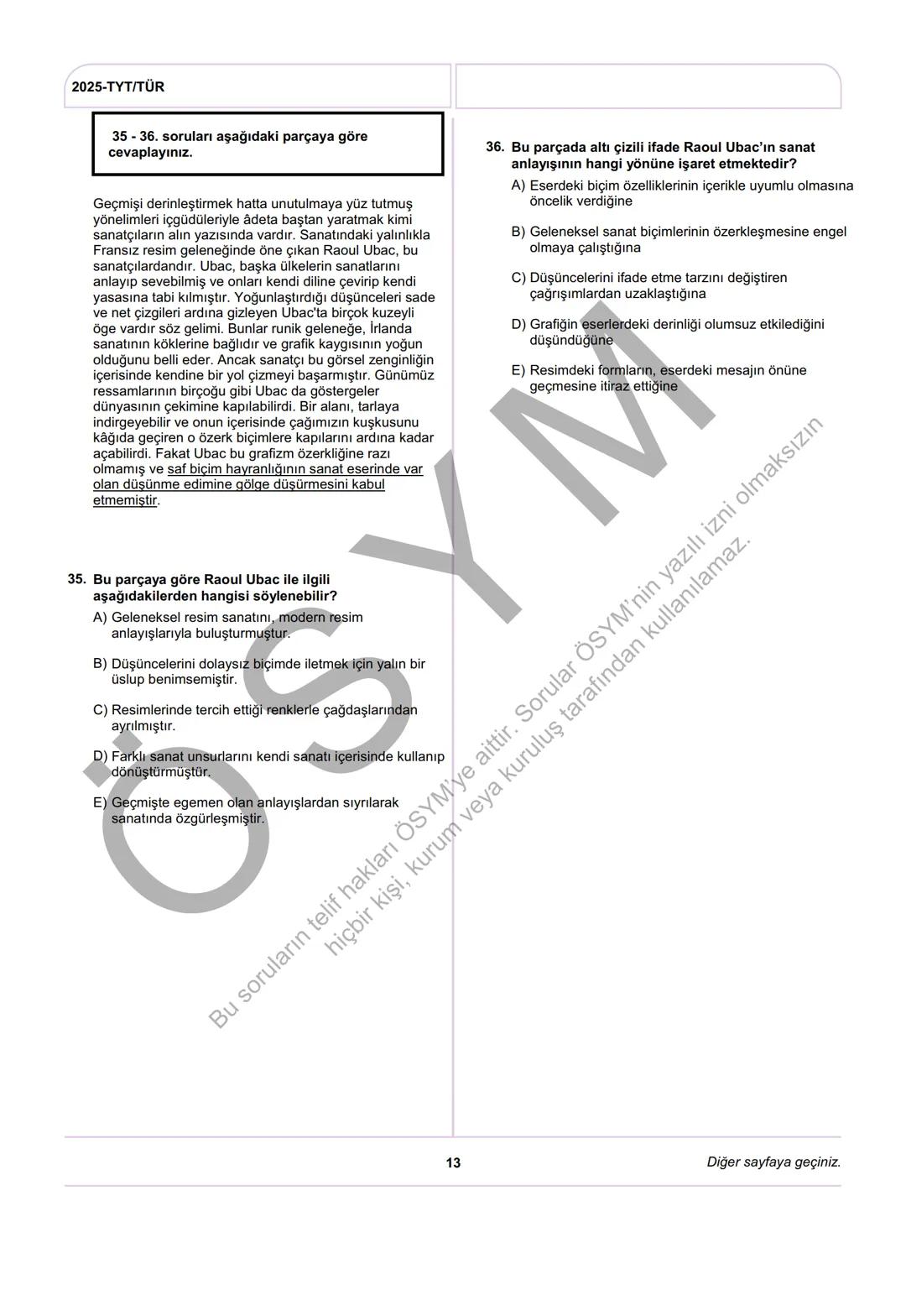 ÖSYM
T.C. Ölçme, Seçme ve Yerleştirme Merkezi
YÜKSEKÖĞRETİM KURUMLARI SINAVI
TEMEL YETERLİLİK TESTİ
(2025-TYT)
21 HAZİRAN 2025 CUMARTESİ
Bu
