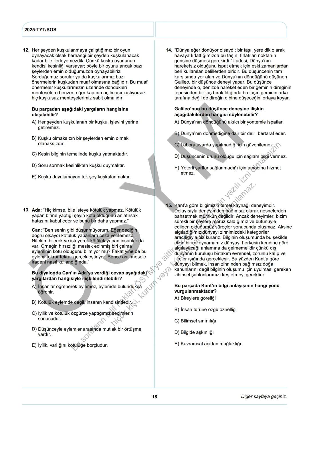 ÖSYM
T.C. Ölçme, Seçme ve Yerleştirme Merkezi
YÜKSEKÖĞRETİM KURUMLARI SINAVI
TEMEL YETERLİLİK TESTİ
(2025-TYT)
21 HAZİRAN 2025 CUMARTESİ
Bu
