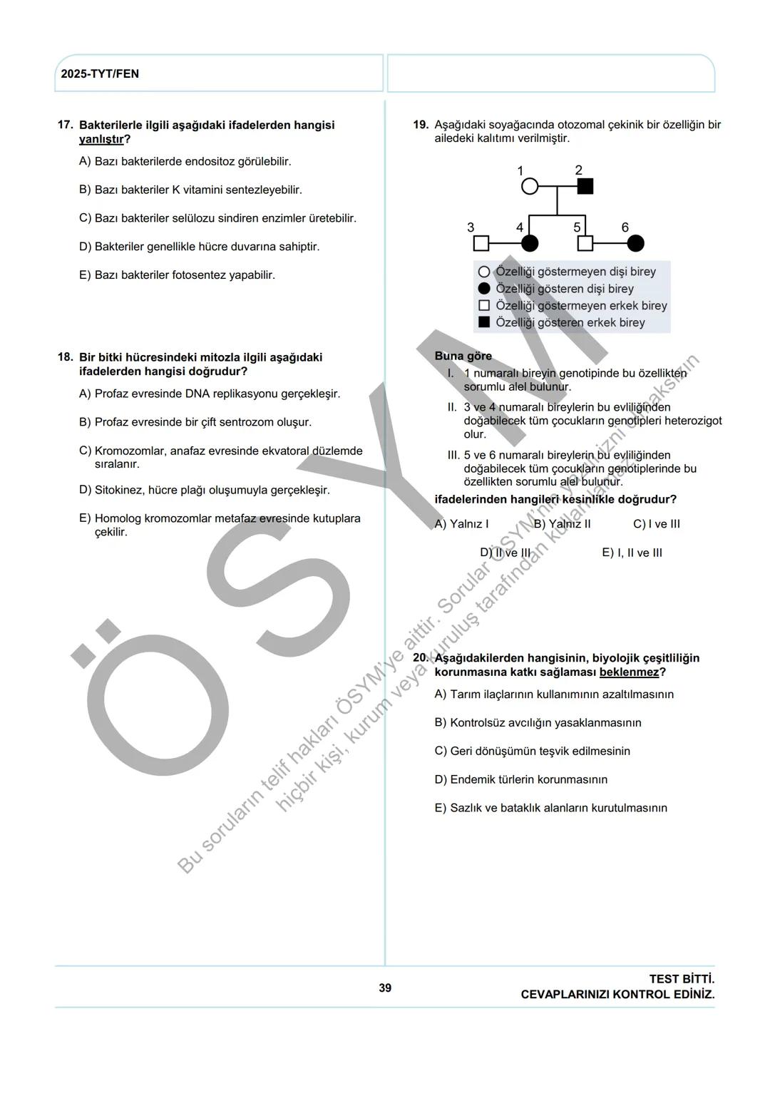 ÖSYM
T.C. Ölçme, Seçme ve Yerleştirme Merkezi
YÜKSEKÖĞRETİM KURUMLARI SINAVI
TEMEL YETERLİLİK TESTİ
(2025-TYT)
21 HAZİRAN 2025 CUMARTESİ
Bu