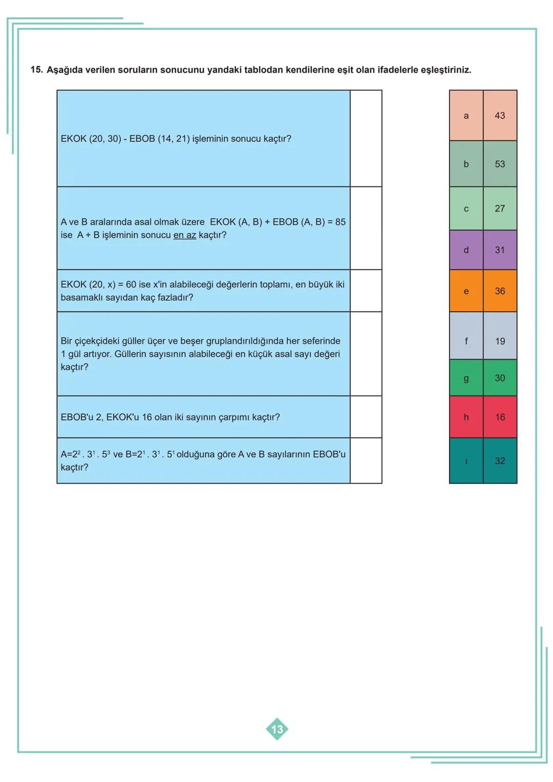8. SINIF 1. ÜNİTE
ÇALIŞMA FASİKÜLÜ
MATEMATİK
Bu kitapçık İSTANBUL Ölçme Değerlendirme Merkezi
tarafından hazırlanmıştır. 1. Aşağıdaki tablod