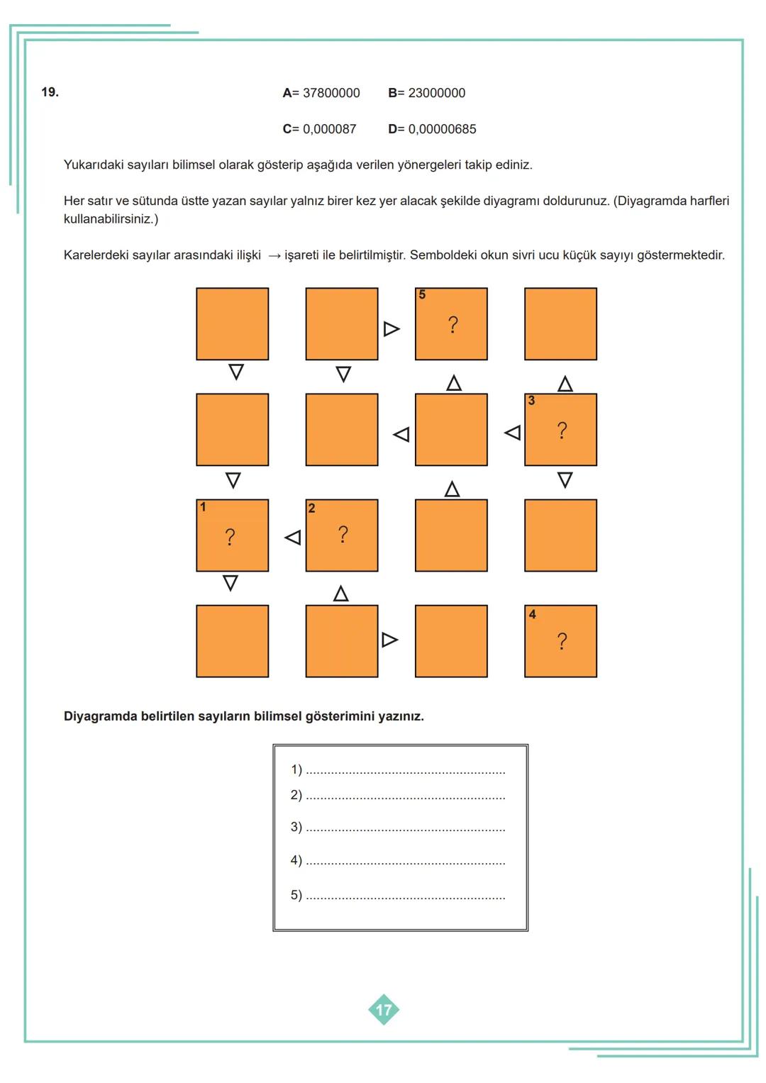 8. SINIF 1. ÜNİTE
ÇALIŞMA FASİKÜLÜ
MATEMATİK
Bu kitapçık İSTANBUL Ölçme Değerlendirme Merkezi
tarafından hazırlanmıştır. 1. Aşağıdaki tablod